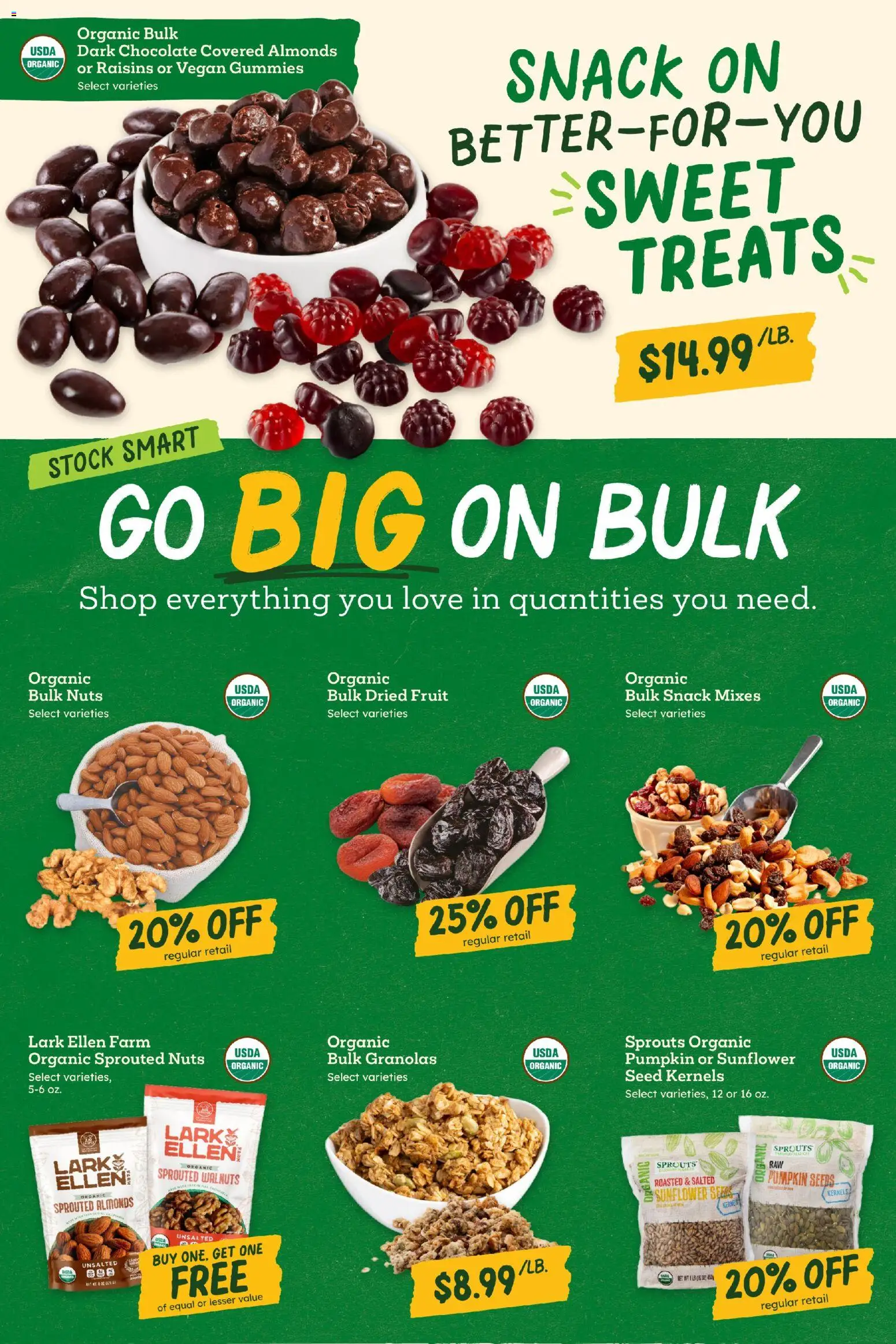 Sprouts Weekly Ad - valid from 07/01/2026 | Page: 12 | Products: Chocolate, Nuts, Raisins, Pumpkin