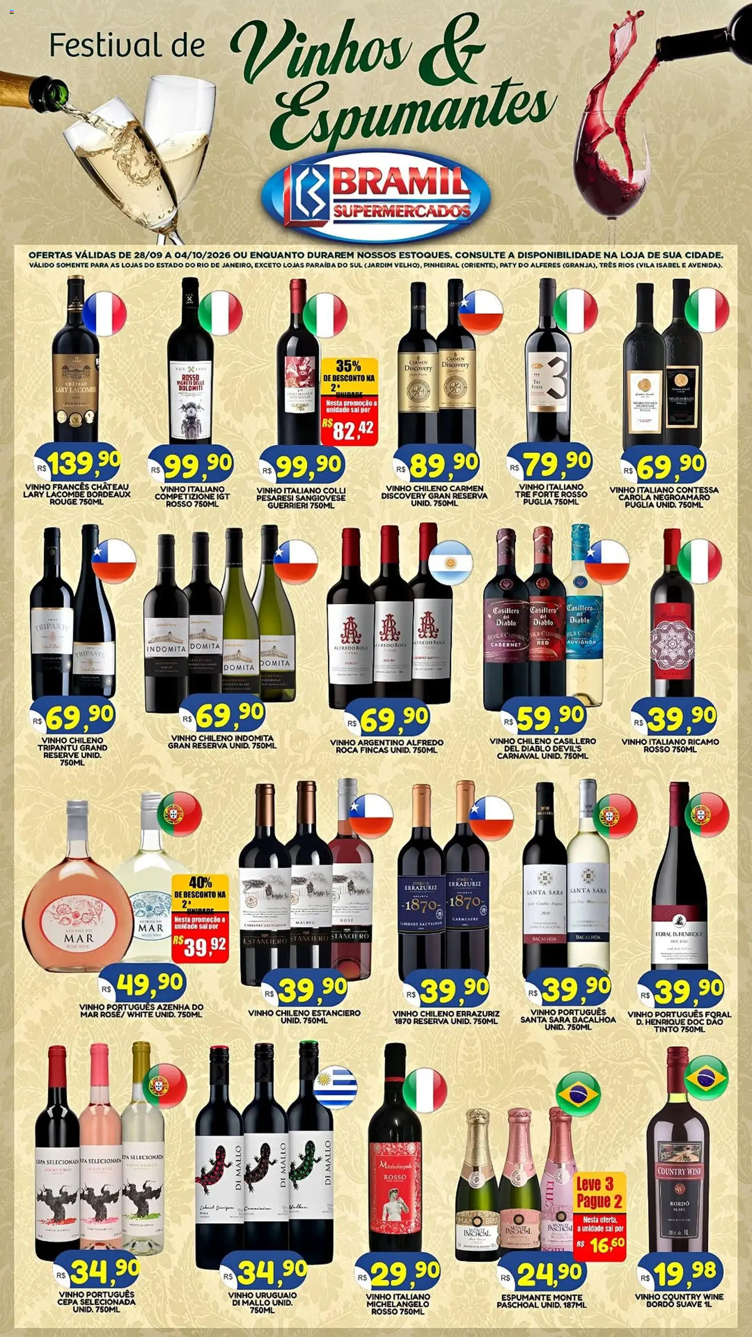 Bramil Supermercados Folheto - válido de 28/09/2026 | Página: 1 | Produtos: Espumante, Vinho, Sal