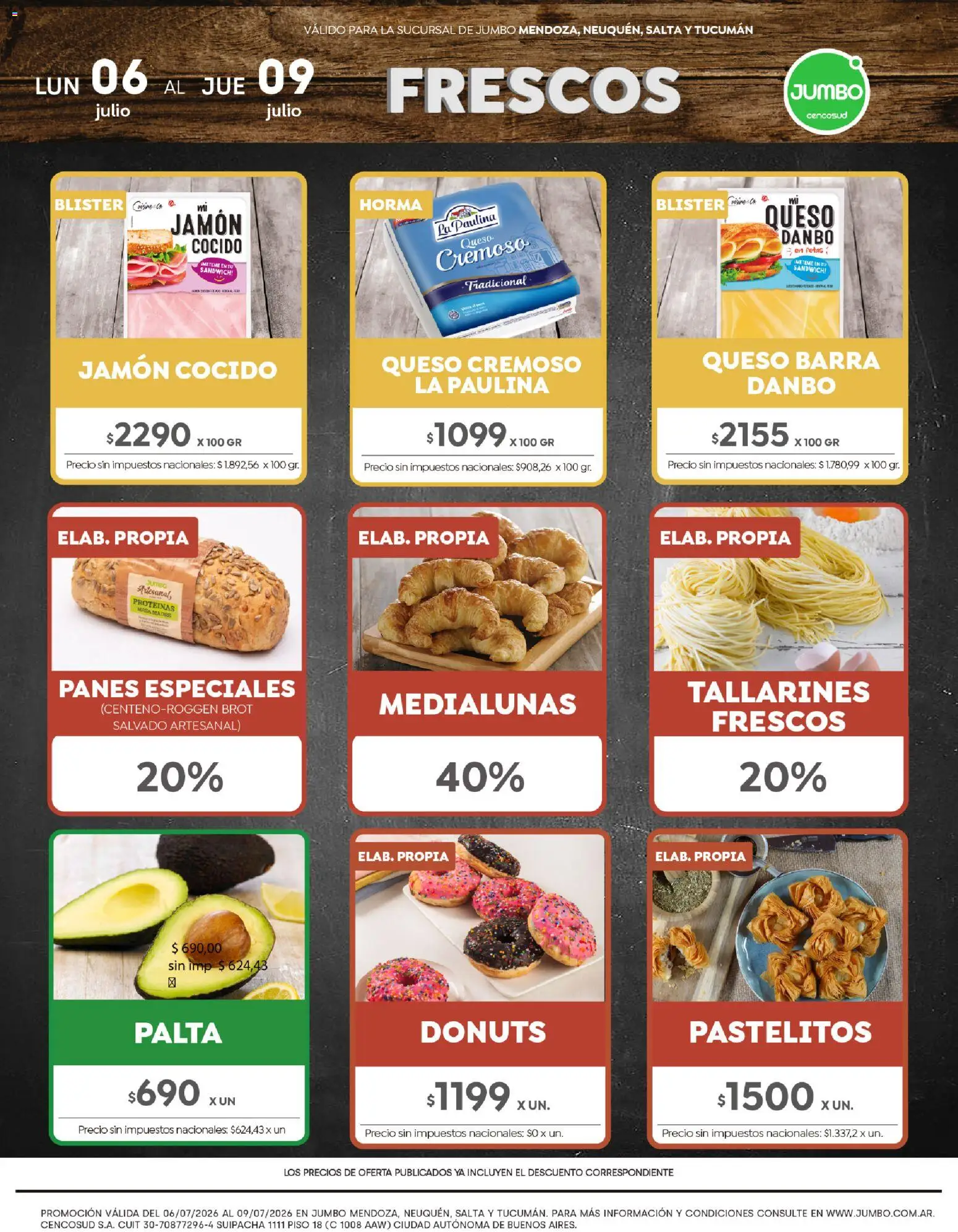 Jumbo - Ofertas | Interior │ válido desde el 05/07/2026 | Página: 1 | Productos: Jamón cocido, Palta, Queso, Jamón