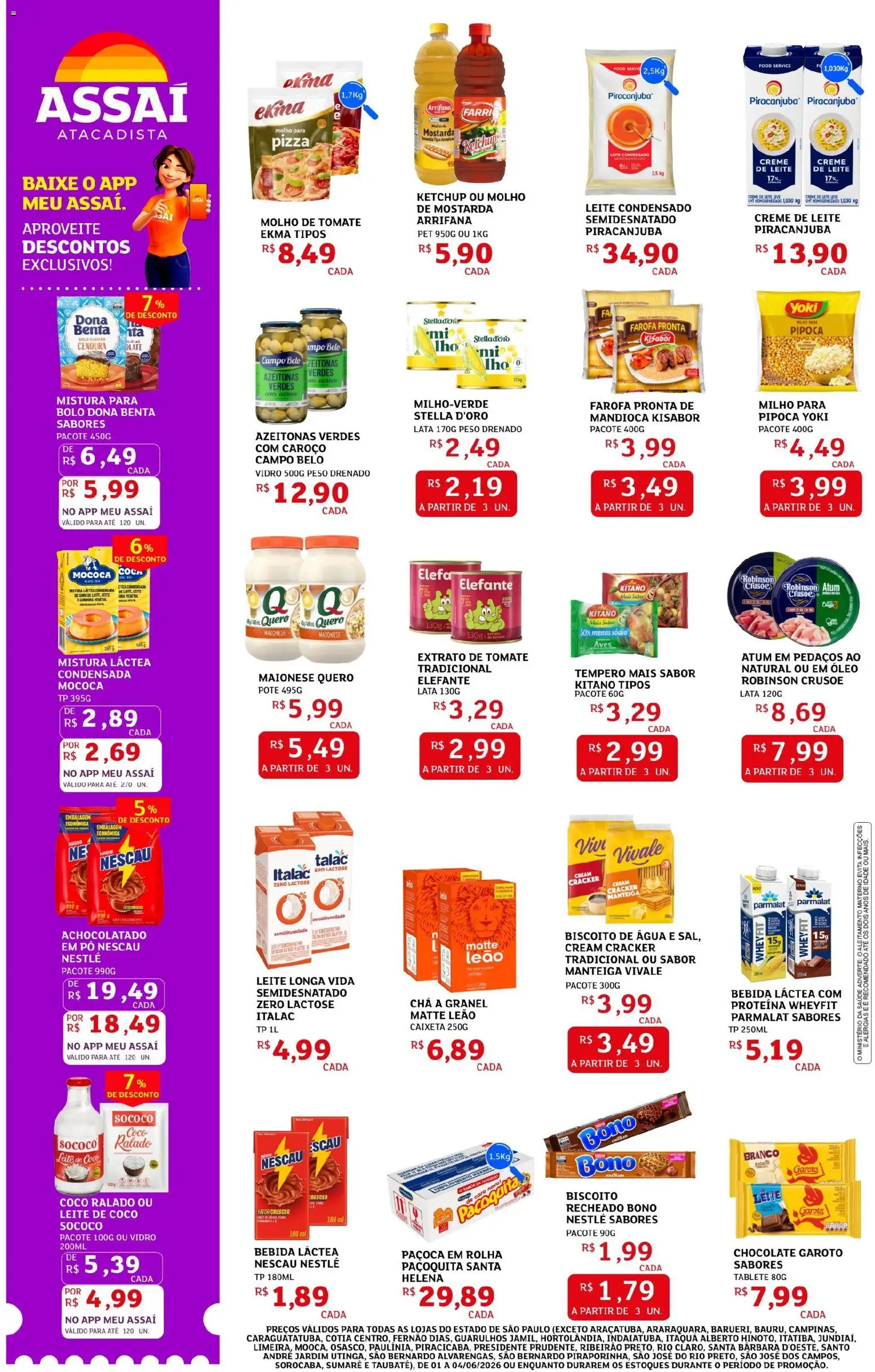 Assaí Atacadista Folheto - válido de 01.06.2026 | Página: 2 | Produtos: Nescau, Leite, Pipoca, Leite de coco