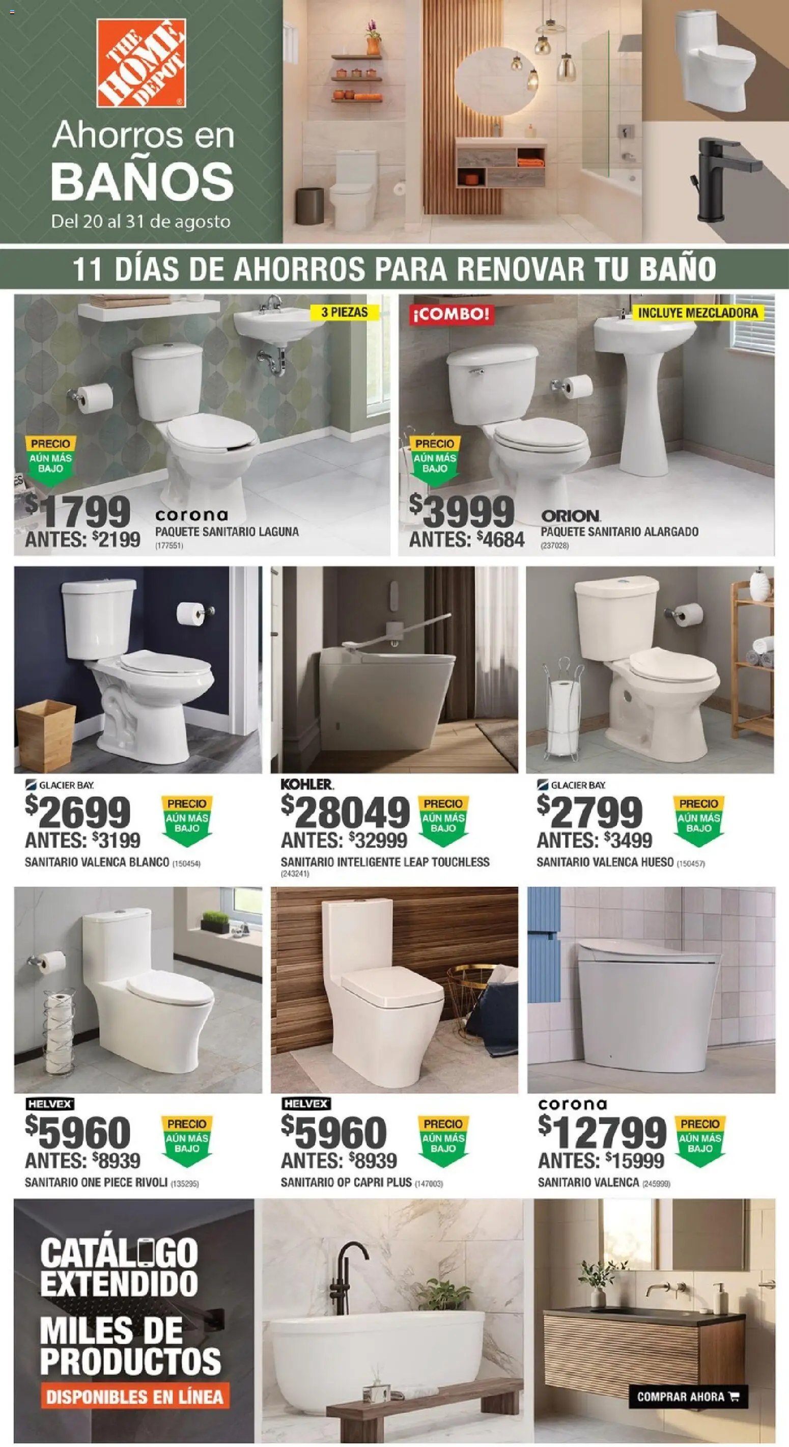 Nuevas ofertas de Home Depot válidas en toda la República Mexicana desde el 27/08/2026. ¡Encuentra las mejores ofertas en Home Depot catálogo Ahorros de Baños! | Página: 2 | Productos: Baño
