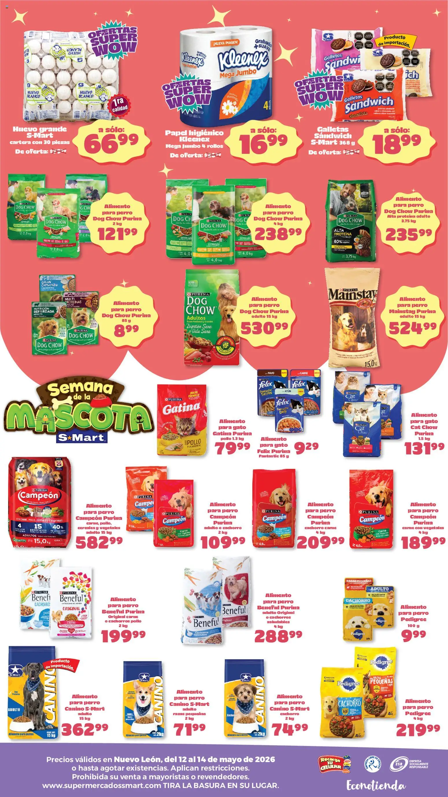 Nuevas ofertas de S-Mart válidas en toda la República Mexicana desde el 12.05.2026. ¡Encuentra las mejores ofertas en S-Mart folleto Ofertas de feria Monterrey! | Página: 2 | Productos: Pollo, Huevo, Cereales, Galletas