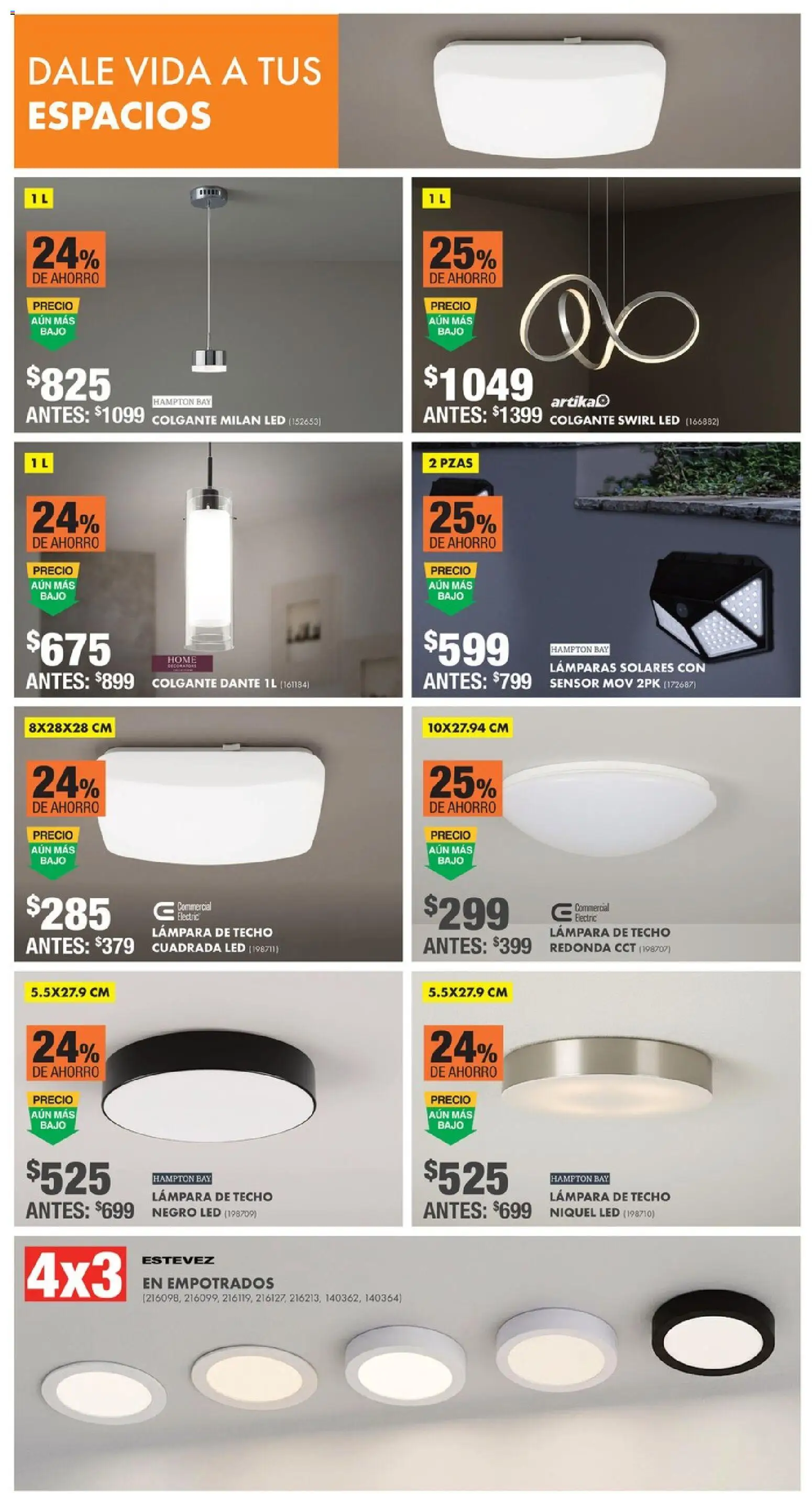 Nuevas ofertas de Home Depot válidas en toda la República Mexicana desde el 14/07/2026. ¡Encuentra las mejores ofertas en Home Depot catálogo! | Página: 20 | Productos: Lámpara