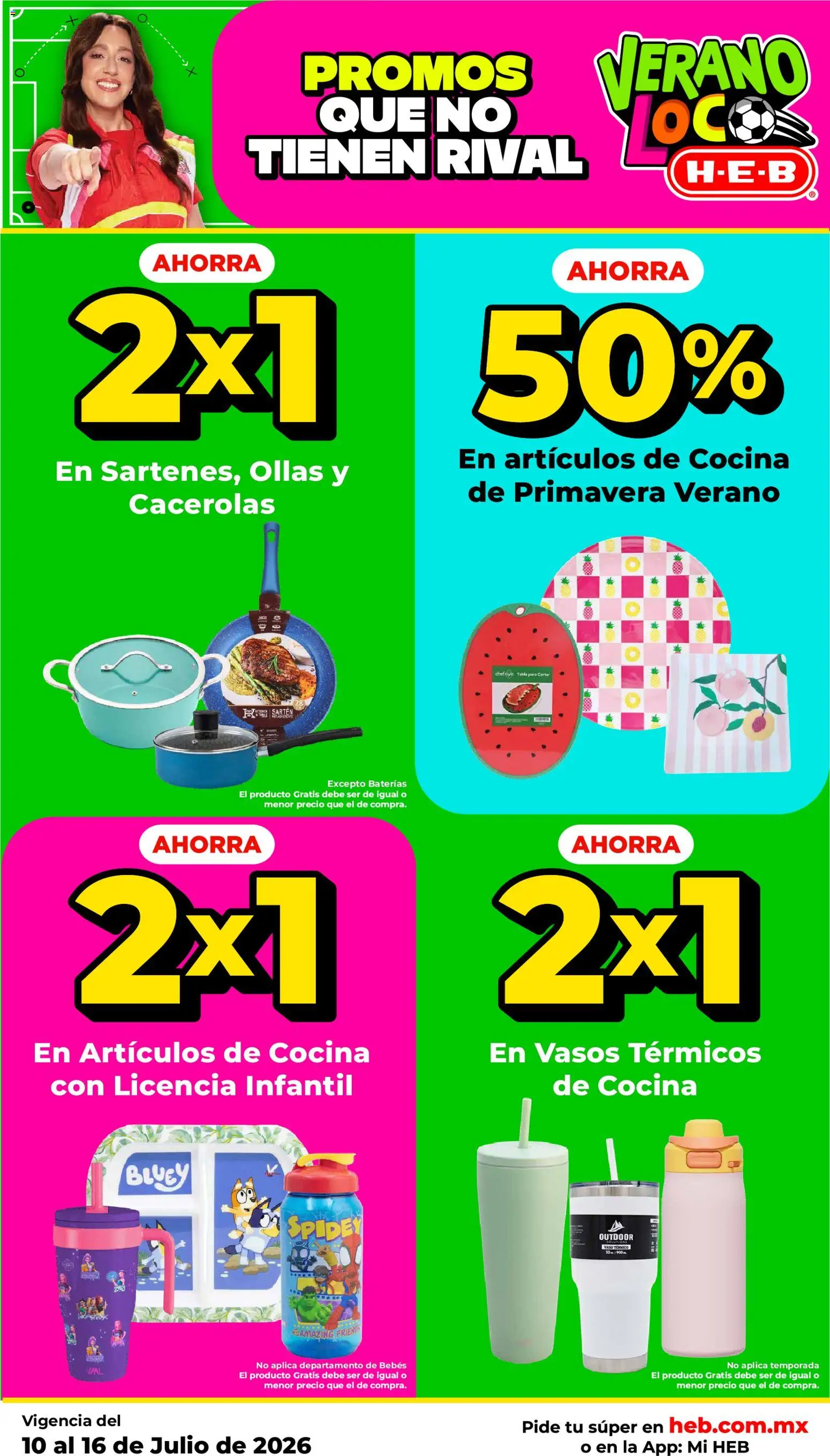 Nuevas ofertas de H-E-B válidas en toda la República Mexicana desde el 10/07/2026. ¡Encuentra las mejores ofertas en H-E-B folleto! | Página: 10 | Productos: Cocina, Vasos, Sartén