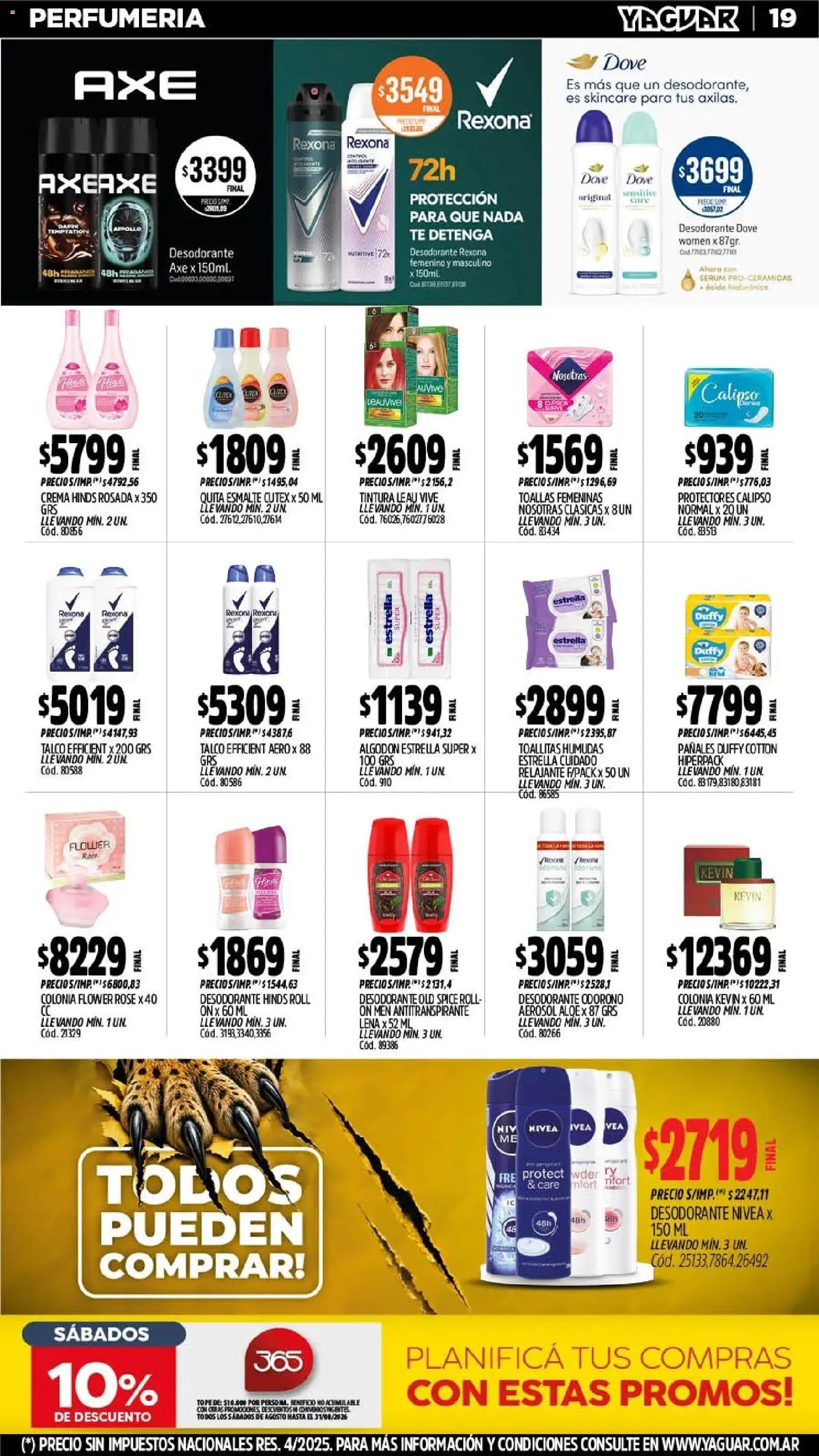 Yaguar - Oferta Semanal Parque Chacabuco │ válido desde el 03/08/2026 | Página: 20 | Productos: Algodón, Desodorante, Antitranspirante, Té