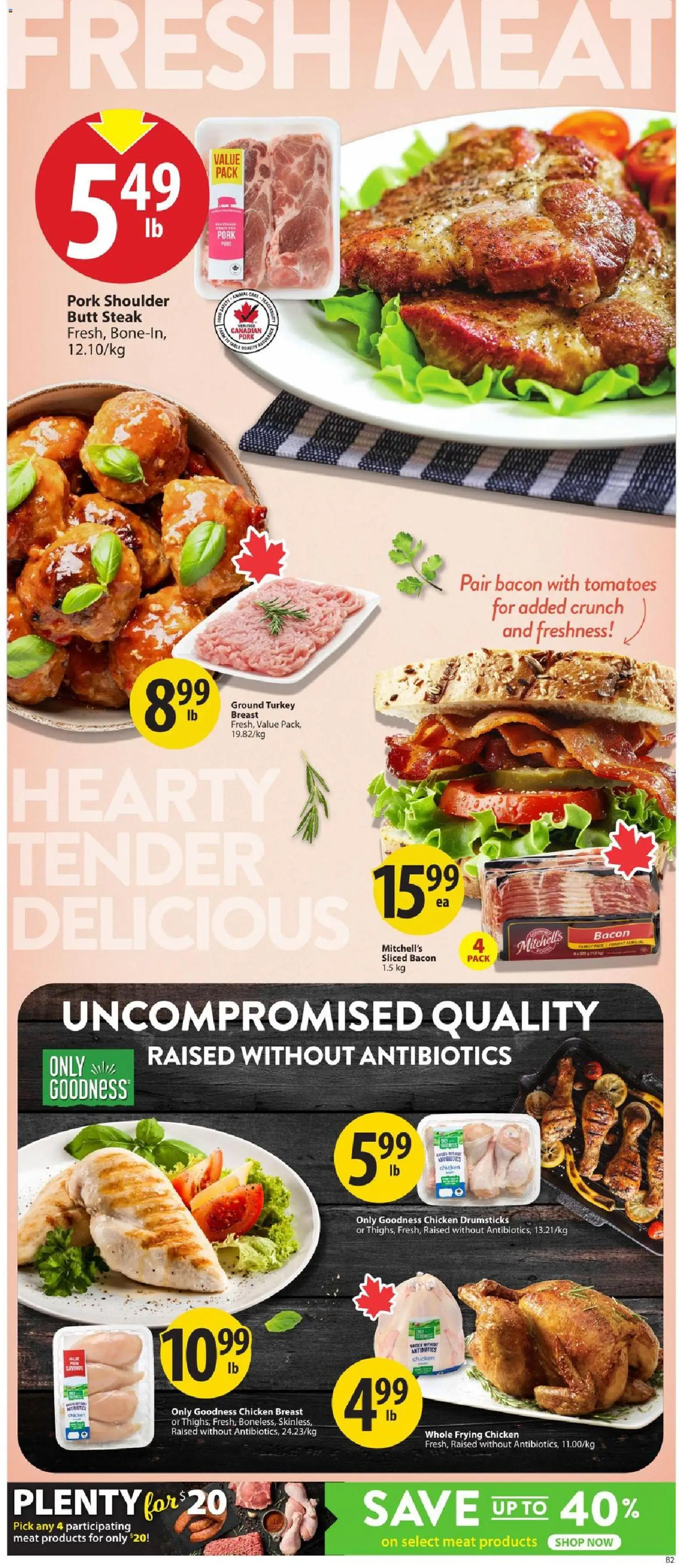 Save on foods flyer valid from Sep 10, 2026 | Page: 8 | Products: Pork shoulder, Meat, Steak, Tomatoes