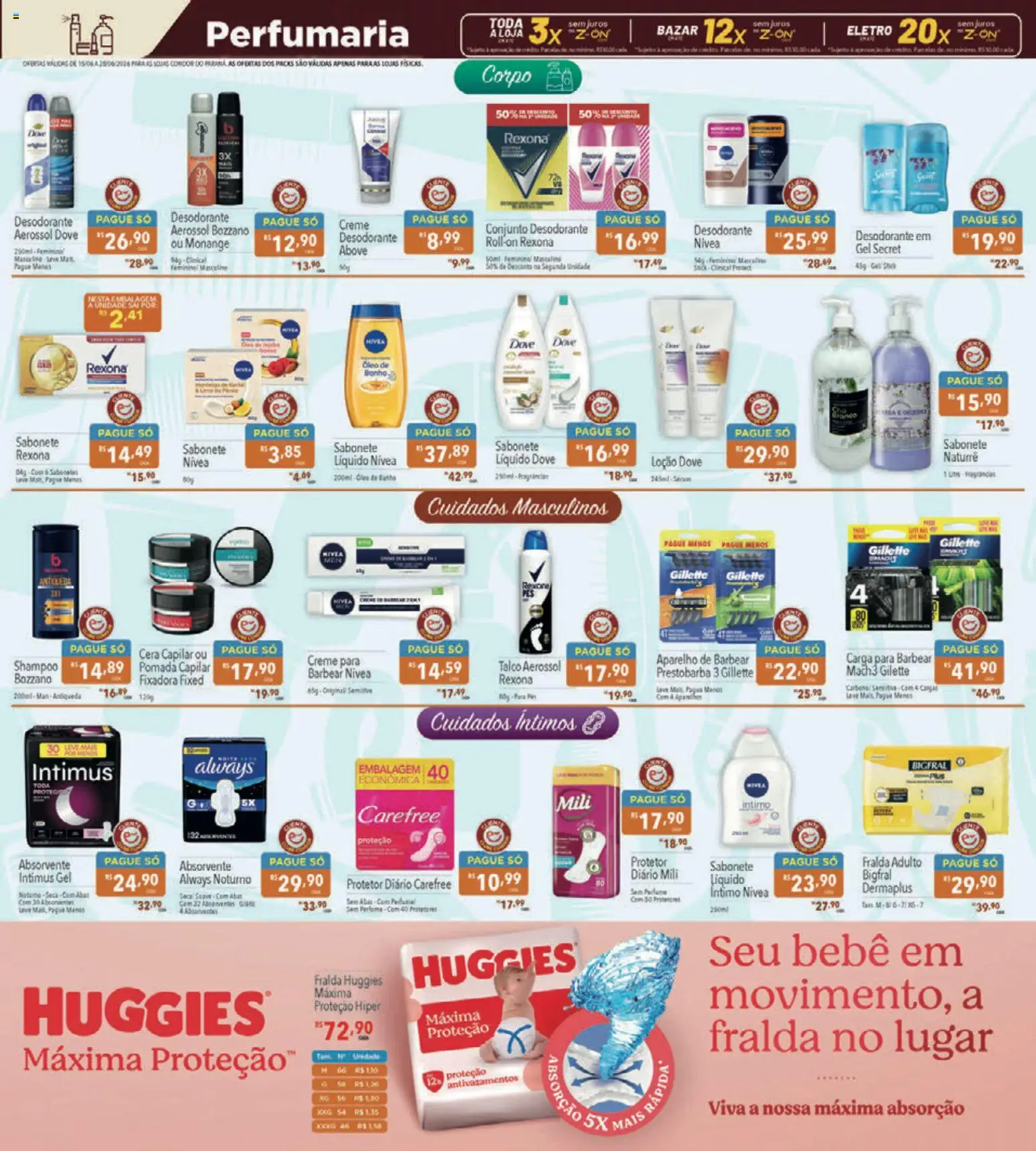 Supermercados Condor Folheto - válido de 15.06.2026 | Página: 25 | Produtos: Creme, Rexona, Aparelho de barbear, Absorvente