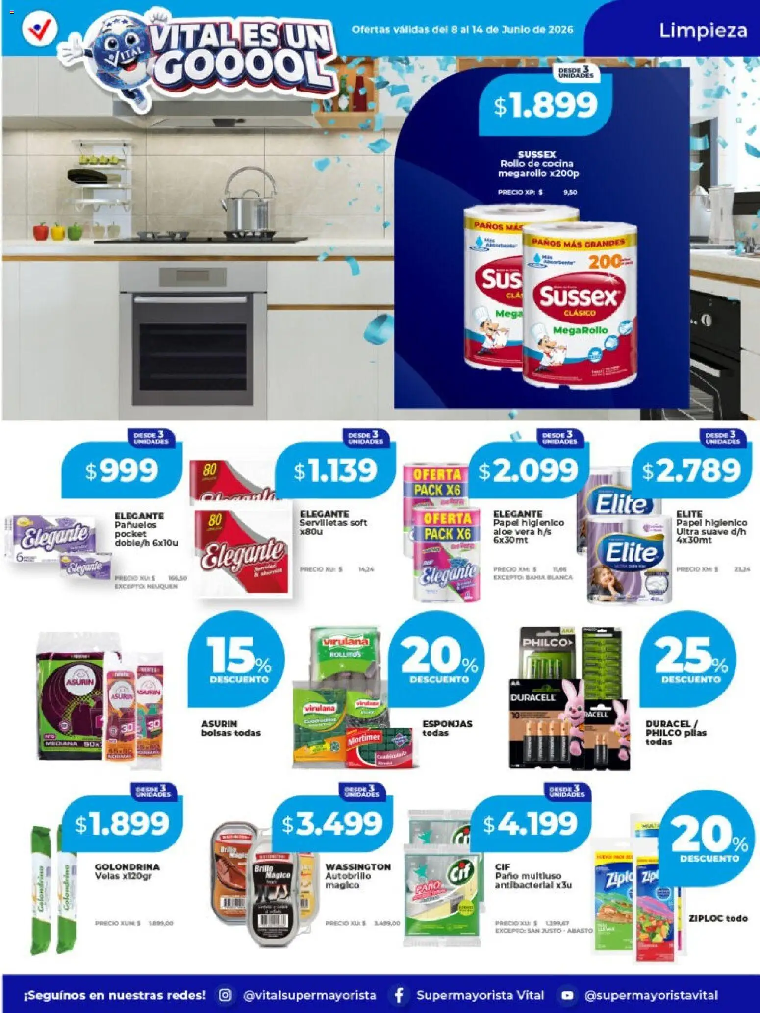 Vital ofertas │ válido desde el 08.06.2026 | Página: 8 | Productos: Papel higiénico, Cocina, Servilletas, Brillo