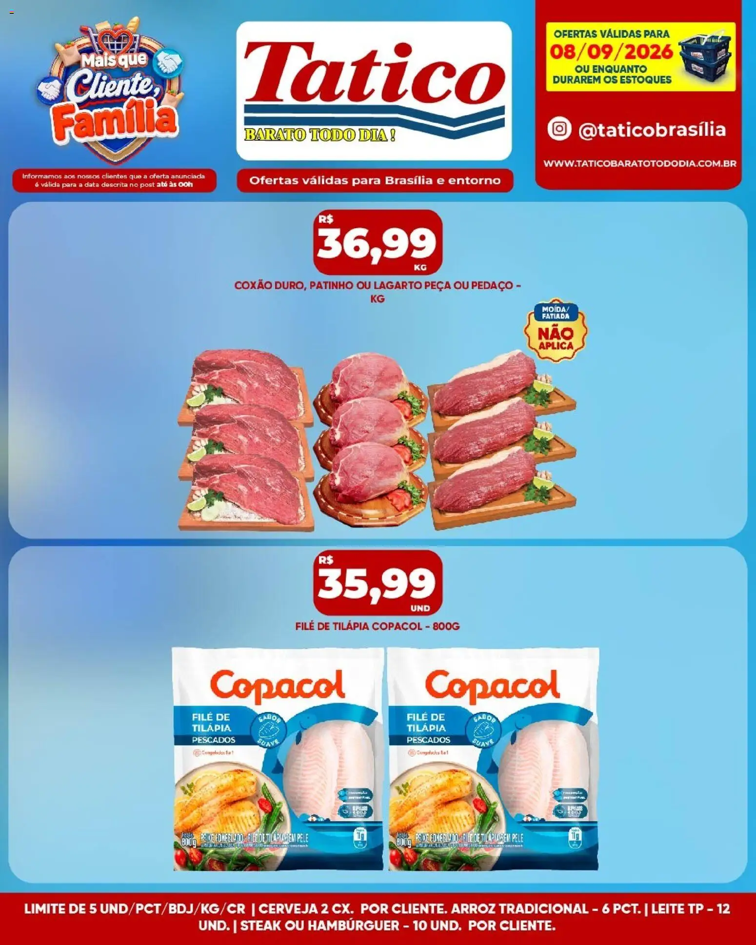 Tatico Folheto - válido de 08/09/2026 | Página: 13 | Produtos: Steak, Tilápia, Cerveja, Filé de tilápia