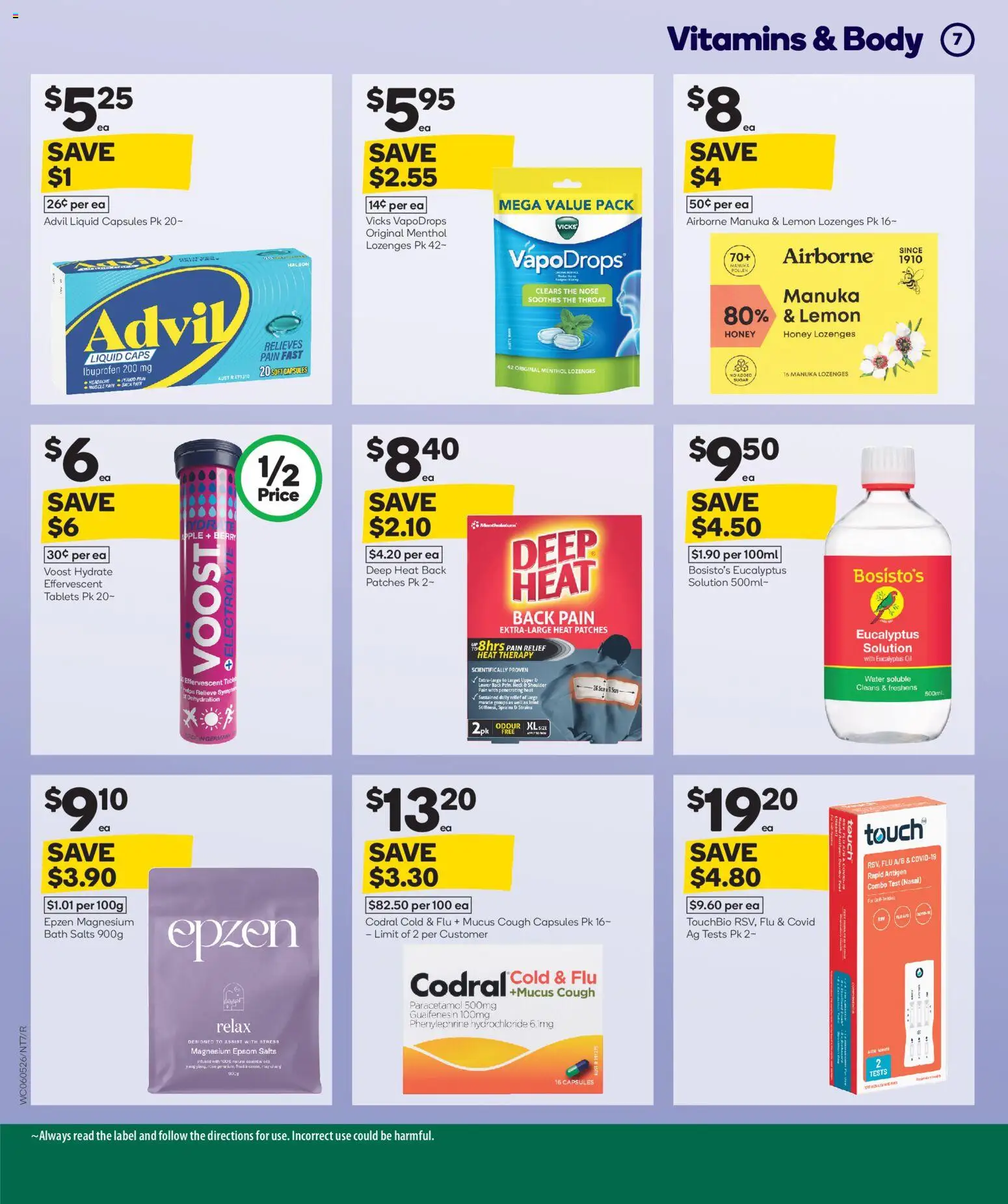 Woolworths catalogue - valid from 06.05.2026 | Page: 7 | Products: Honey, Water, Tablets, Pain relief