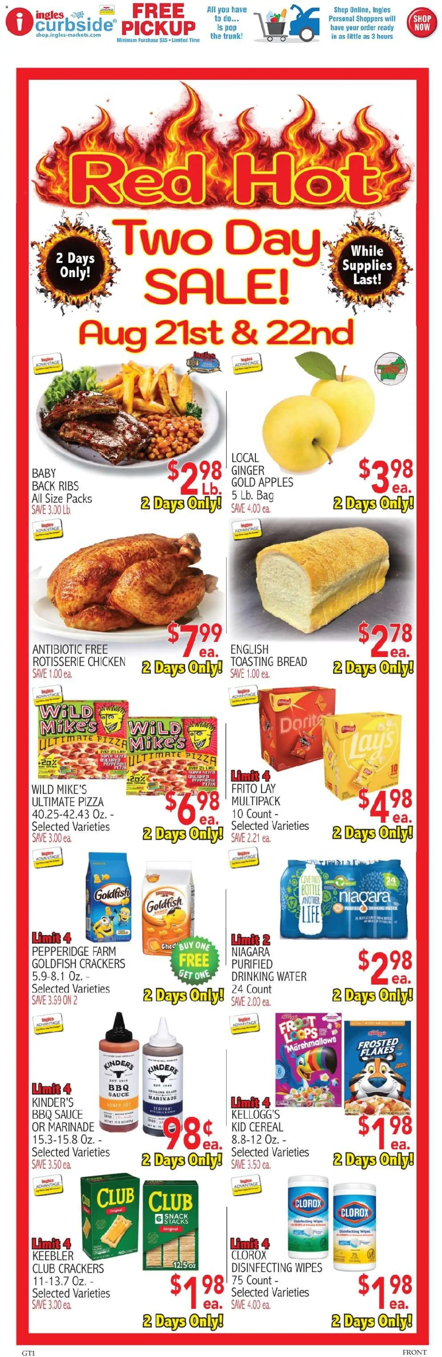 Ingles Weekly Ad - valid from 08/19/2026 | Page: 5 | Products: Pizza, Apples, Disinfecting wipes, Cereal