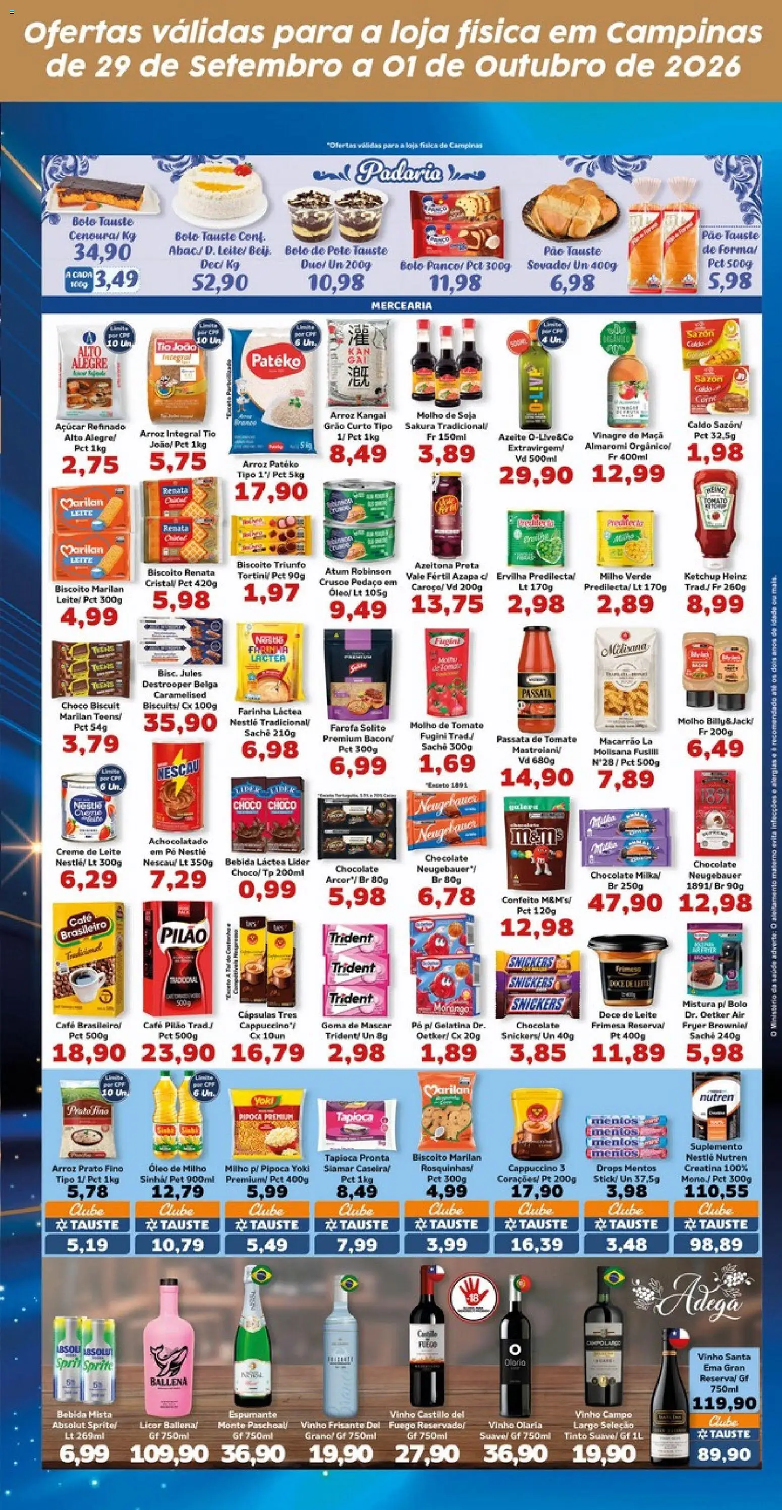Tauste Folheto - válido de 29/09/2026 | Página: 3 | Produtos: Ervilha, Biscoito, Espumante, Pipoca