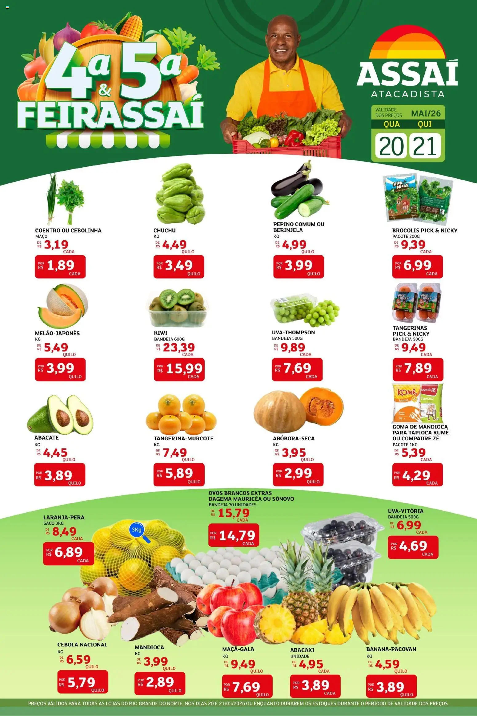 Assaí Atacadista Folheto - válido de 20.05.2026 | Página: 1 | Produtos: Chuchu, Ovos, Abacaxi, Kiwi