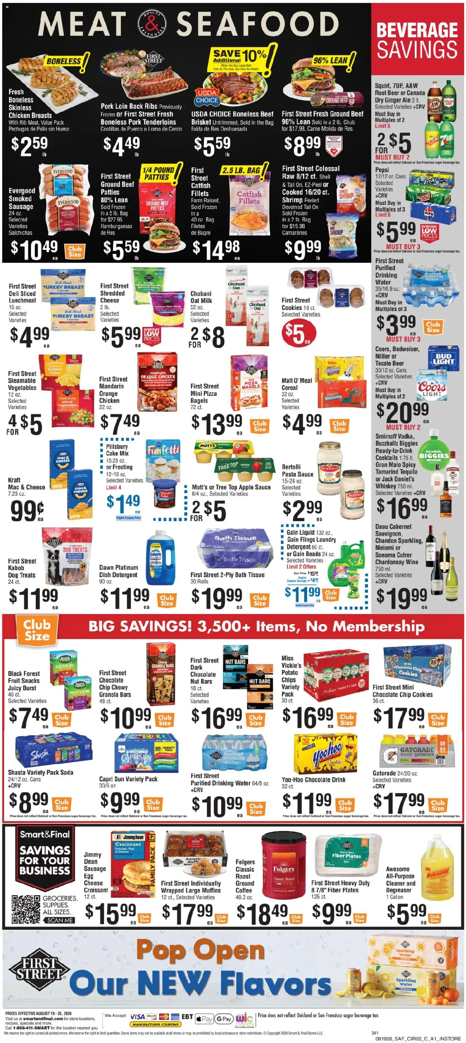 Smart & Final Weekly Ad - valid from 08/19/2026 | Page: 3 | Products: Jack Daniel's, Corn, Water, Muffins