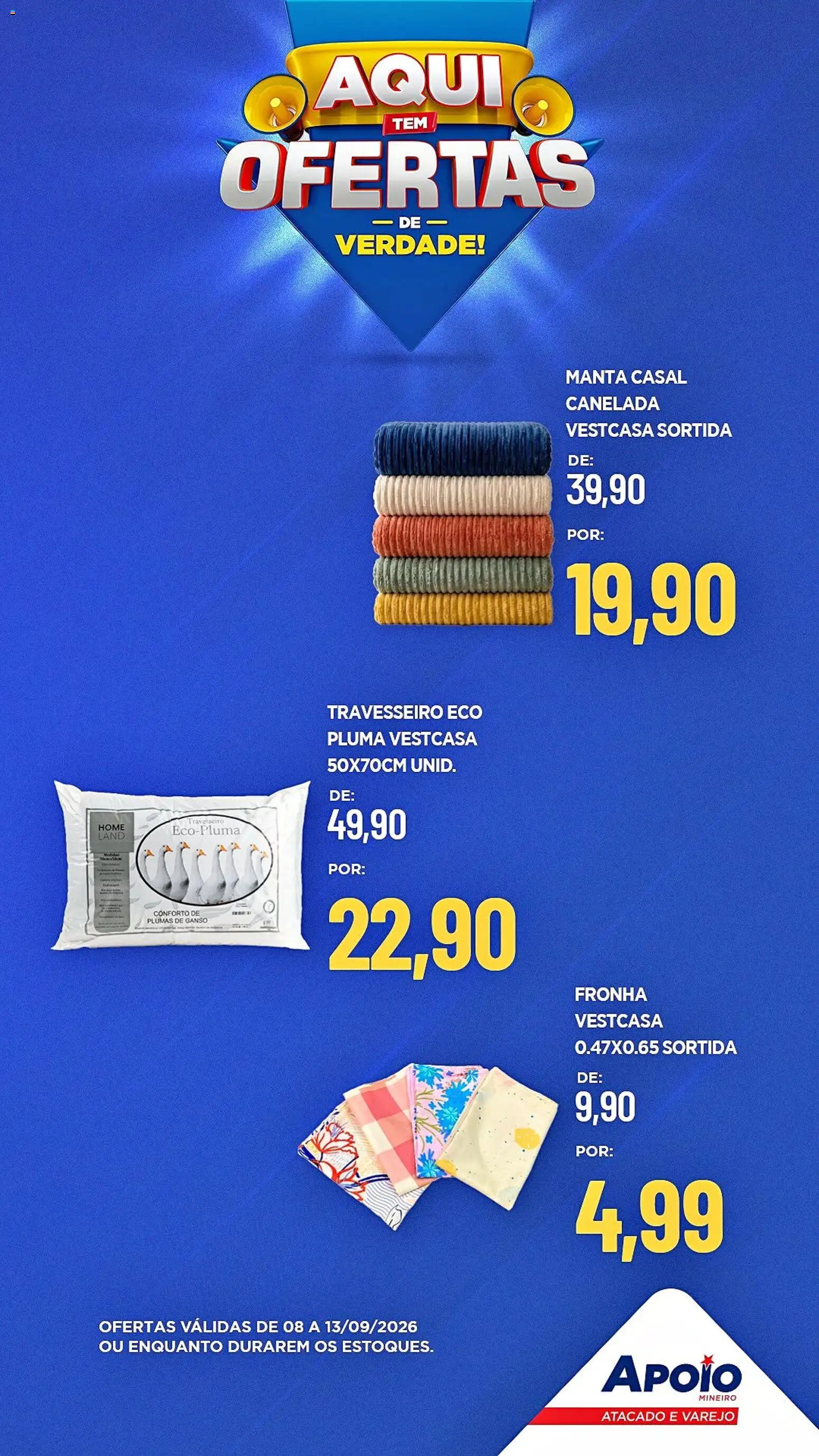 Apoio Mineiro Folheto - válido de 08/09/2026 | Página: 3 | Produtos: Travesseiro, Ganso, Fronha