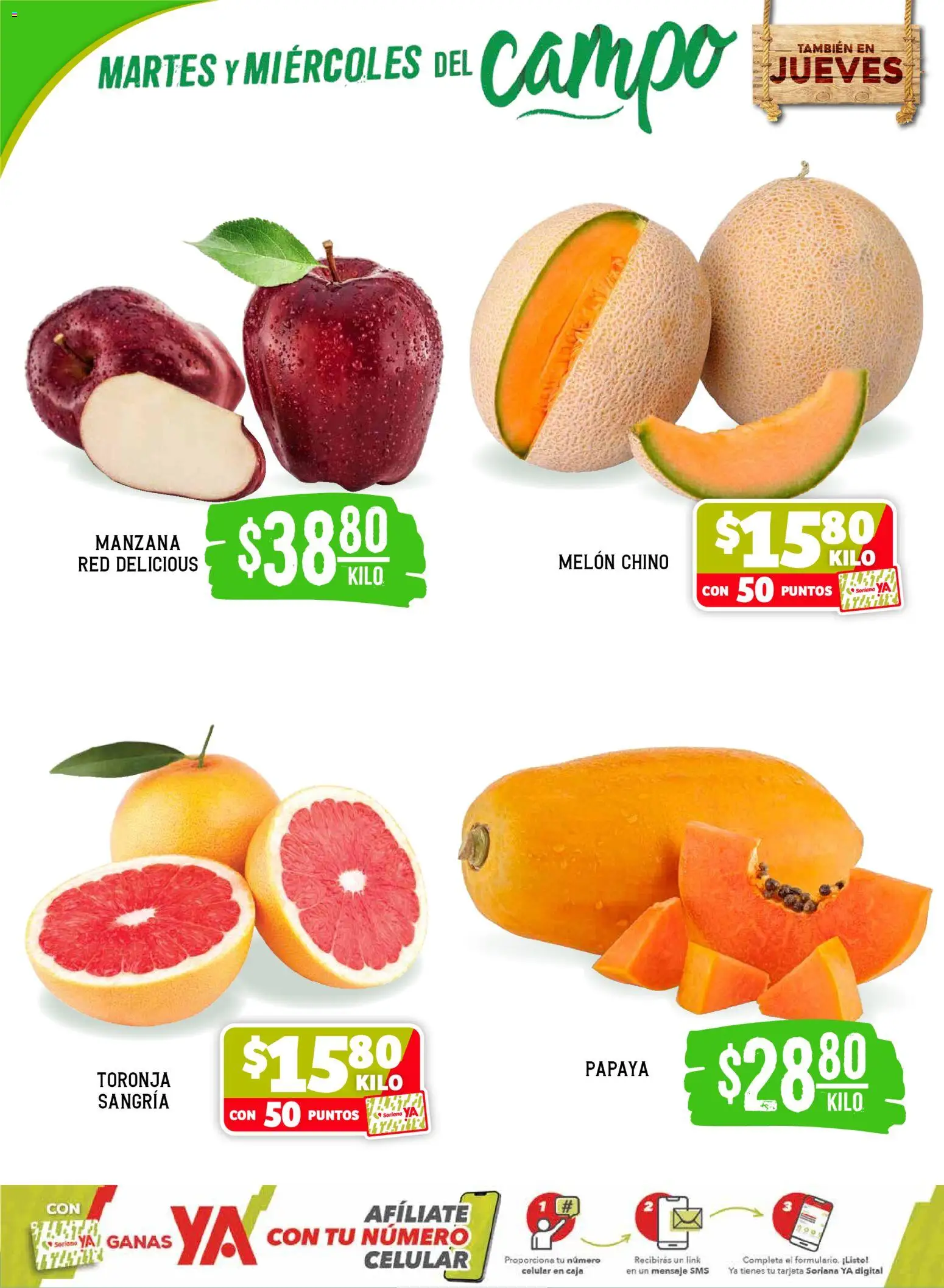 Nuevas ofertas de Soriana válidas en toda la República Mexicana desde el 12.05.2026. ¡Encuentra las mejores ofertas en Soriana Martes y Miércoles del Campo Súper: Tijuana, Mexicali, Ensenada, San Luis Río Colorado y Tecate! | Página: 2 | Productos: Melón, Manzana, Toronja, Caja