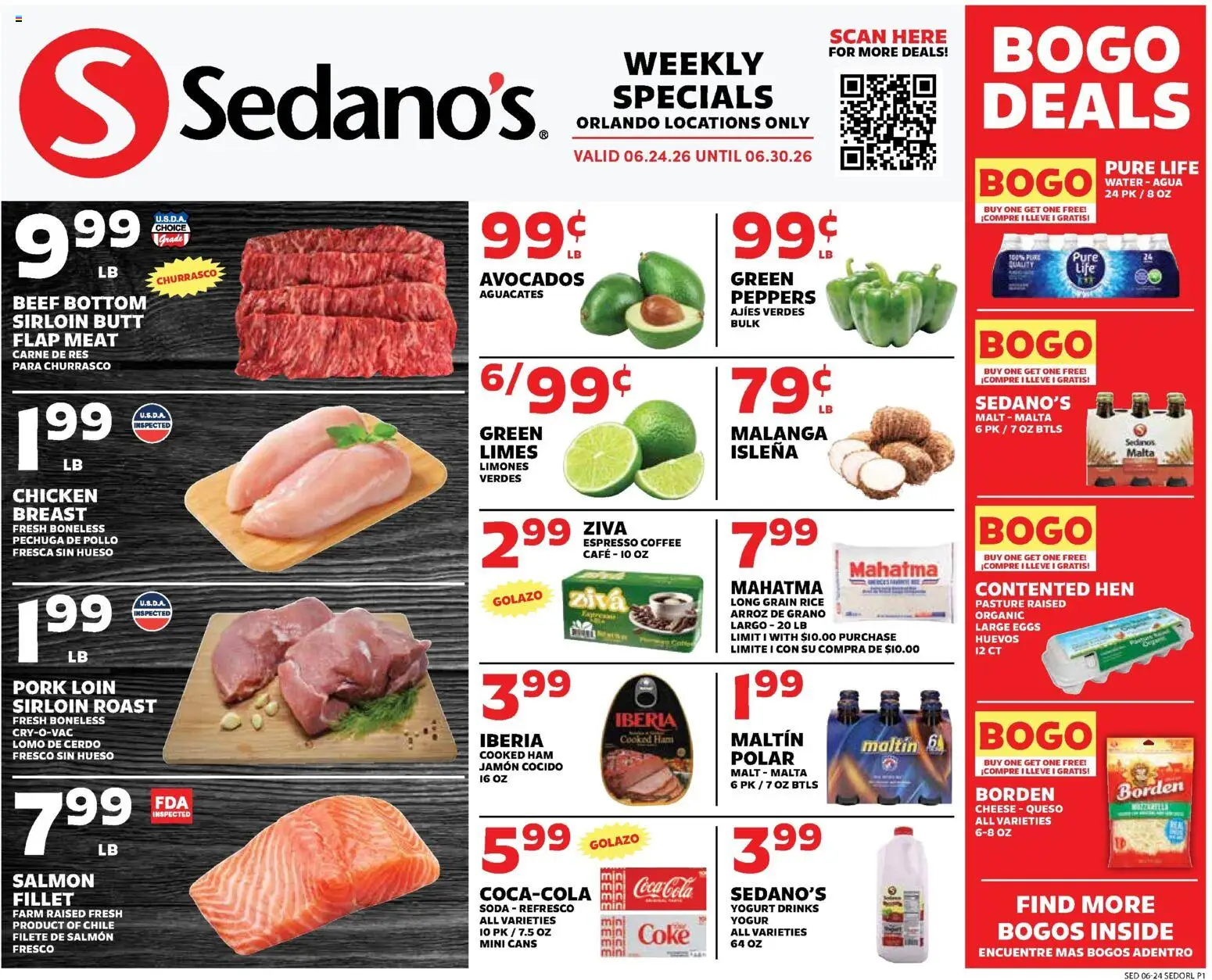 Sedano's Weekly Ad - valid from 06/24/2026 | Page: 1 | Products: Peppers, Coffee, Ham, Pork