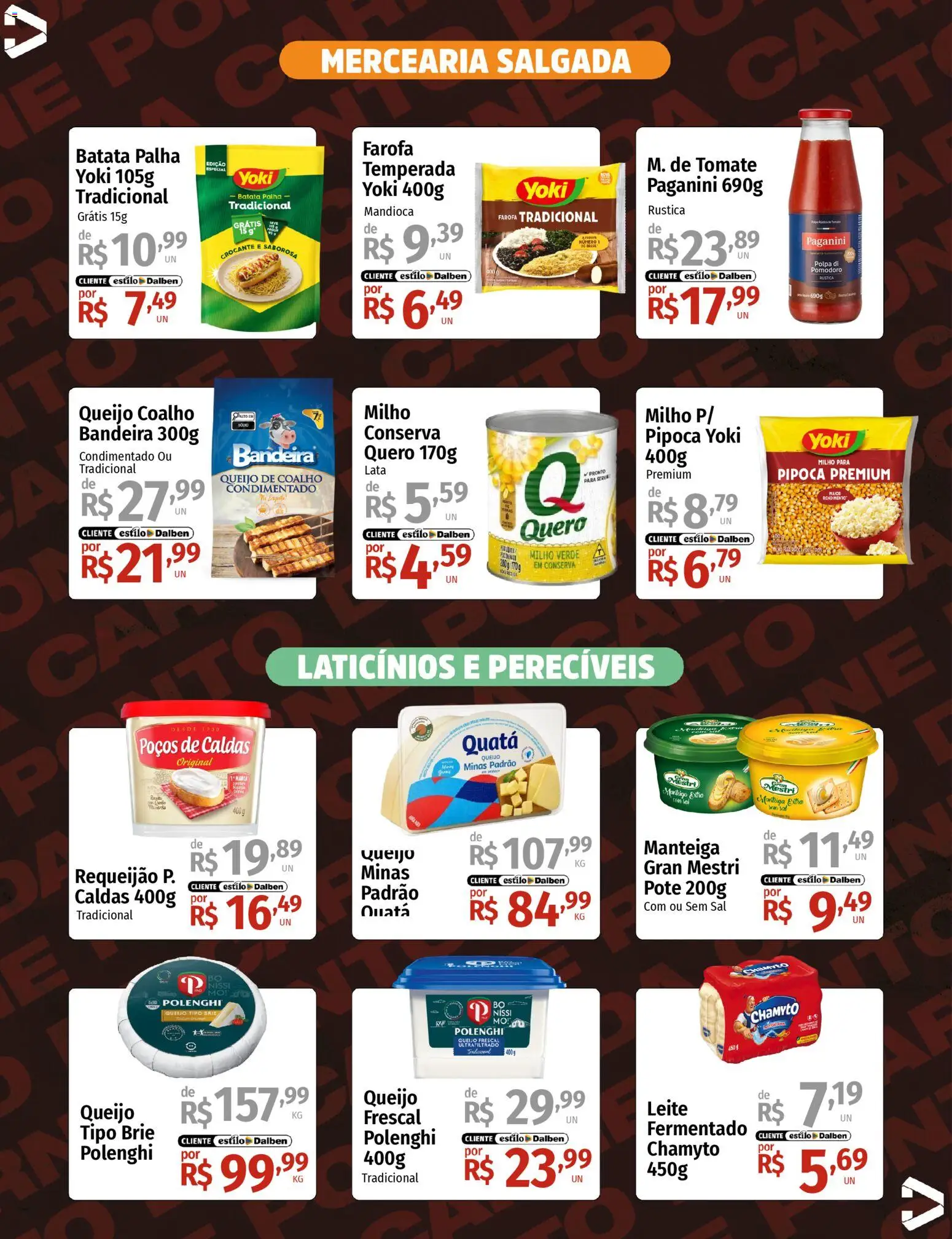 Supermercado Dalben Folheto - válido de 15.04.2026 | Página: 3 | Produtos: Mandioca, Queijo, Queijo coalho, Sal