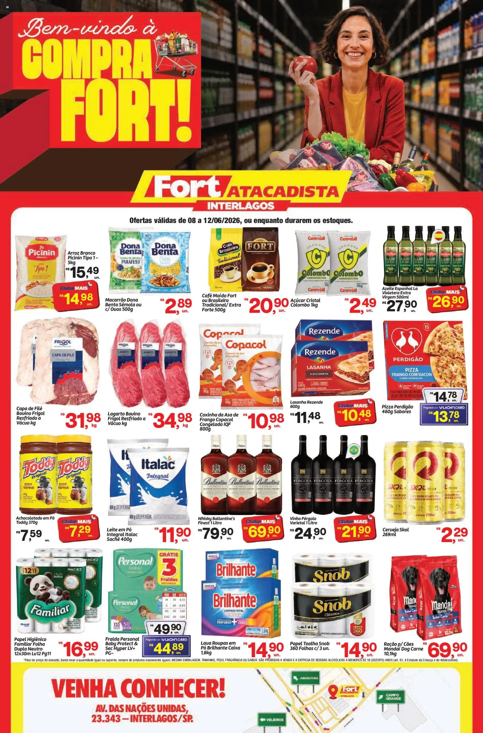 Fort Atacadista Folheto - válido de 08.06.2026 | Página: 1 | Produtos: Pizza, Cerveja, Fraldas, Leite em pó