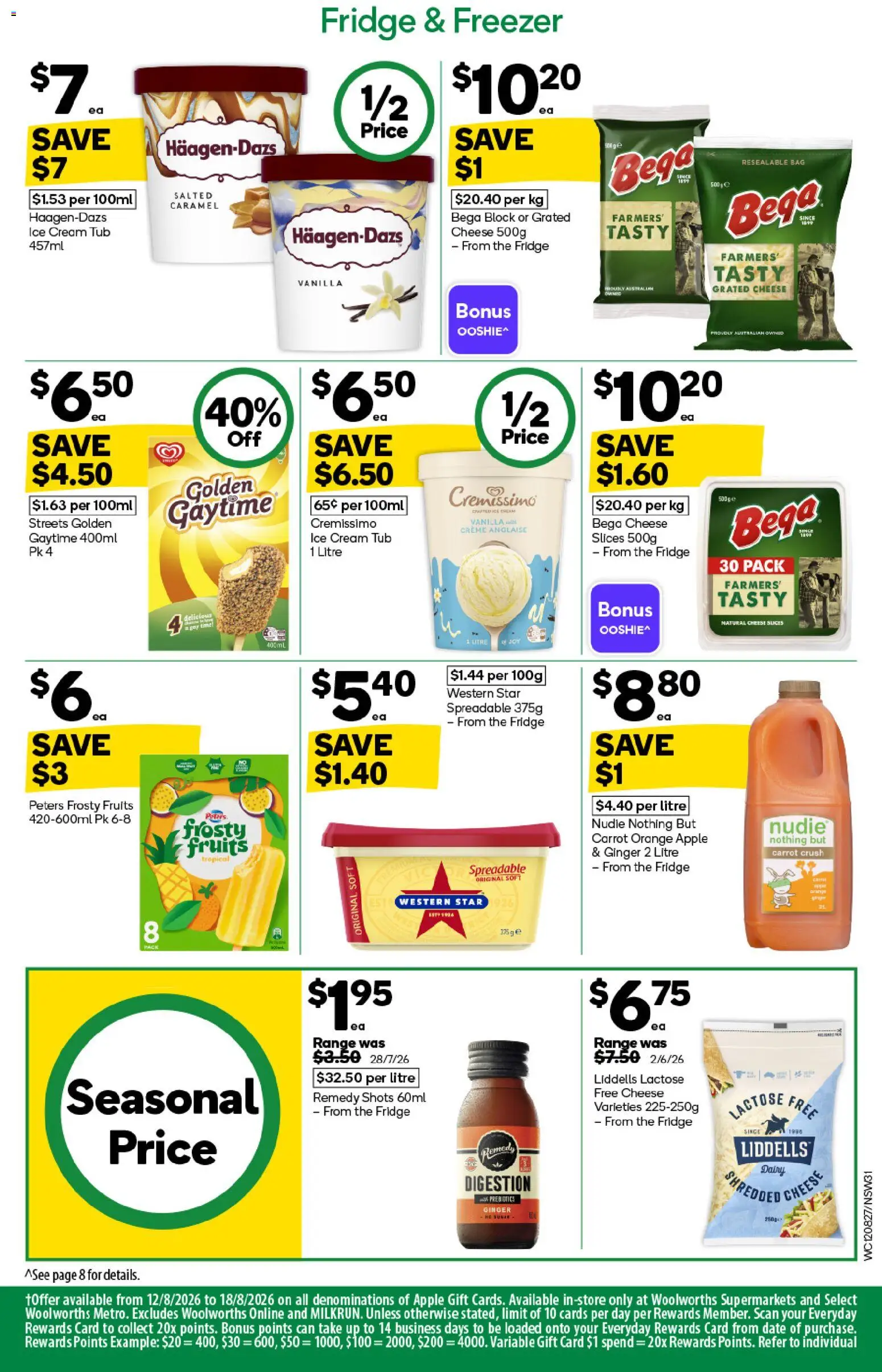 Woolworths catalogue - valid from 12/08/2026 | Page: 31 | Products: Ice cream, Freezer, Grated cheese, Vanilla