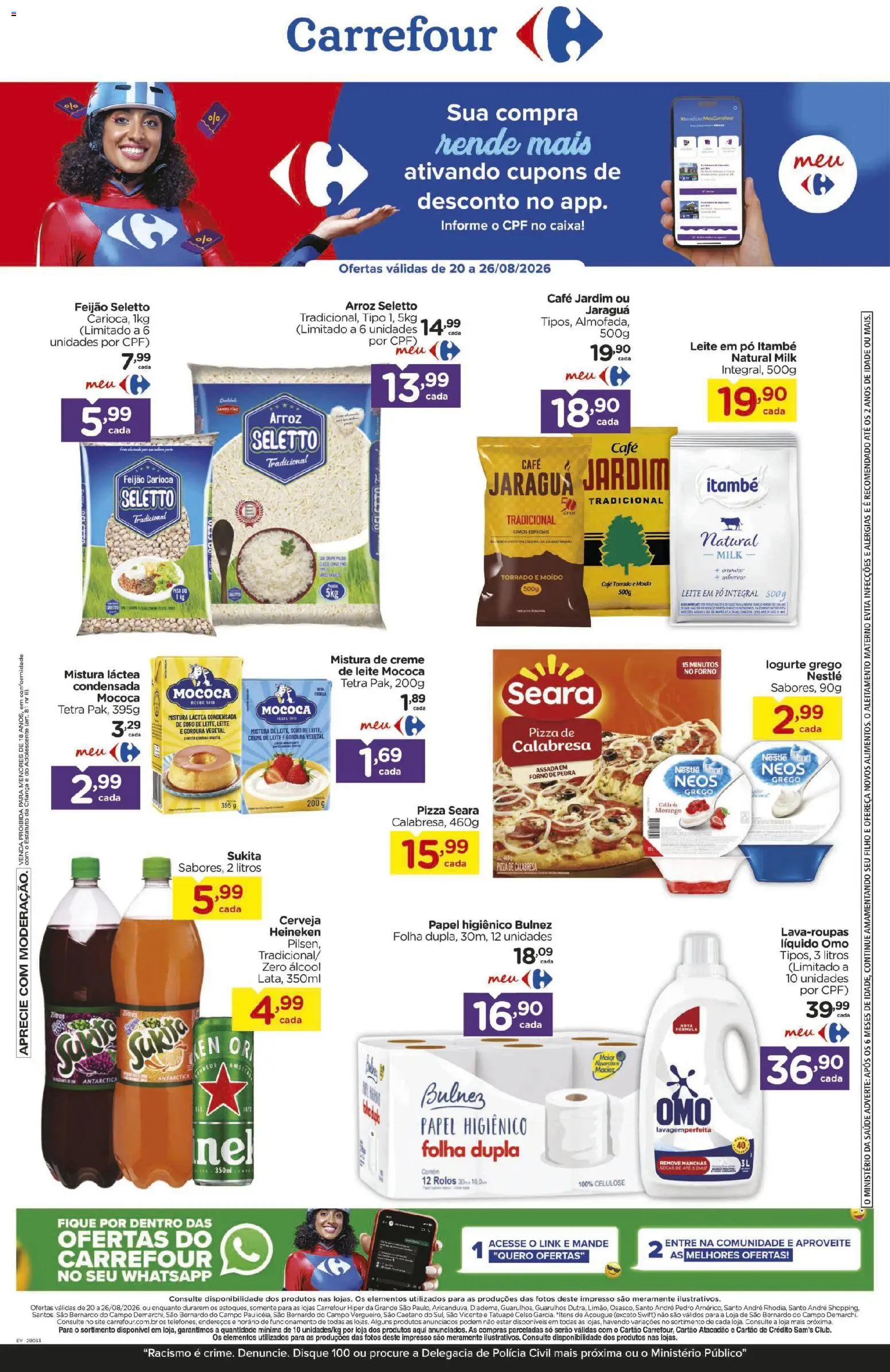 Carrefour Folheto - válido de 20/08/2026 | Página: 1 | Produtos: Forno, Café, Creme de leite, Leite em pó