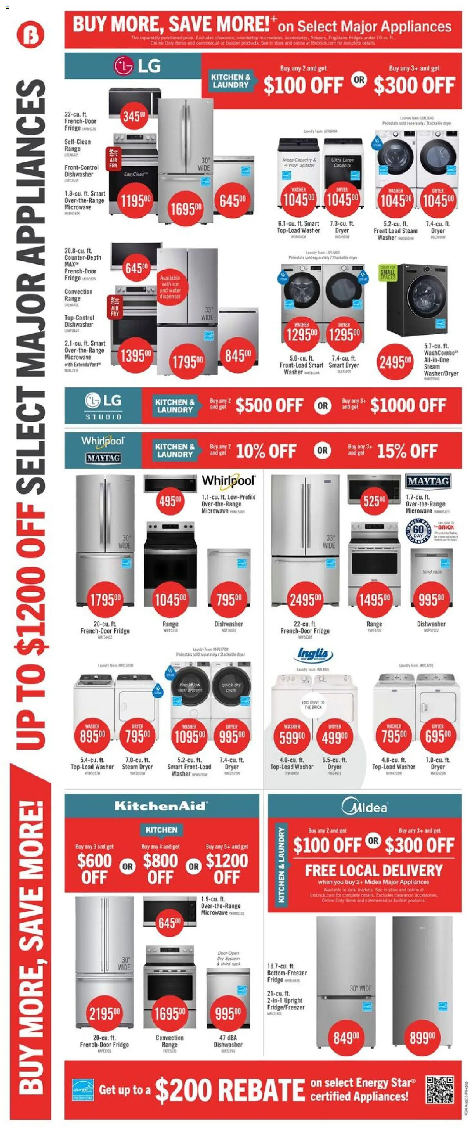 The Brick flyer valid from Aug 20, 2026 | Page: 15 | Products: Water, Dryer, Dishwasher, Door