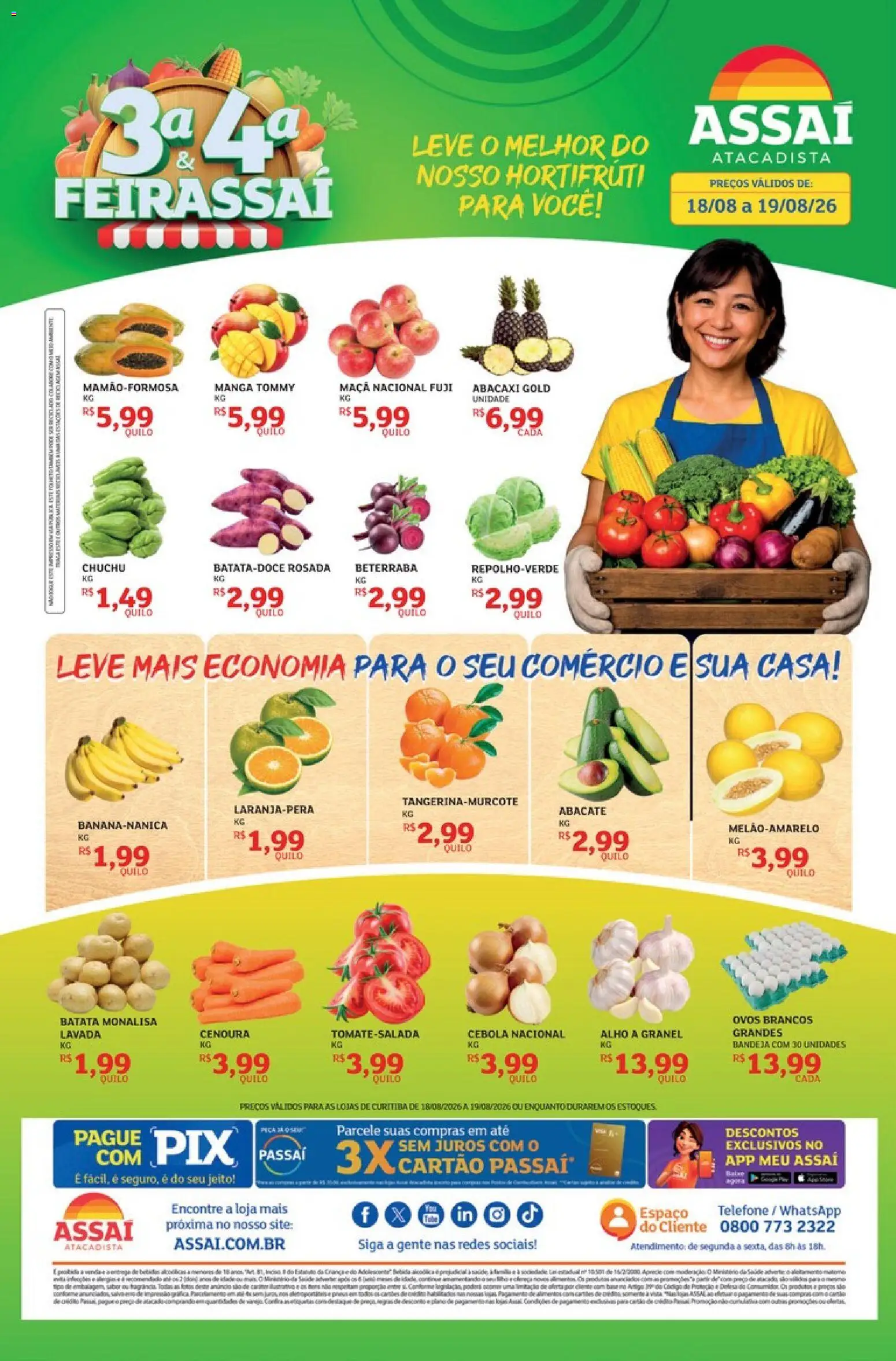 Assaí Atacadista Folheto - válido de 18/08/2026 | Página: 1 | Produtos: Alho, Beterraba, Ovos, Batata