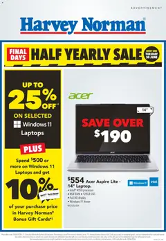 Harvey Norman Half Early Sale on Laptops preview  - valid from 25 Jun 2026