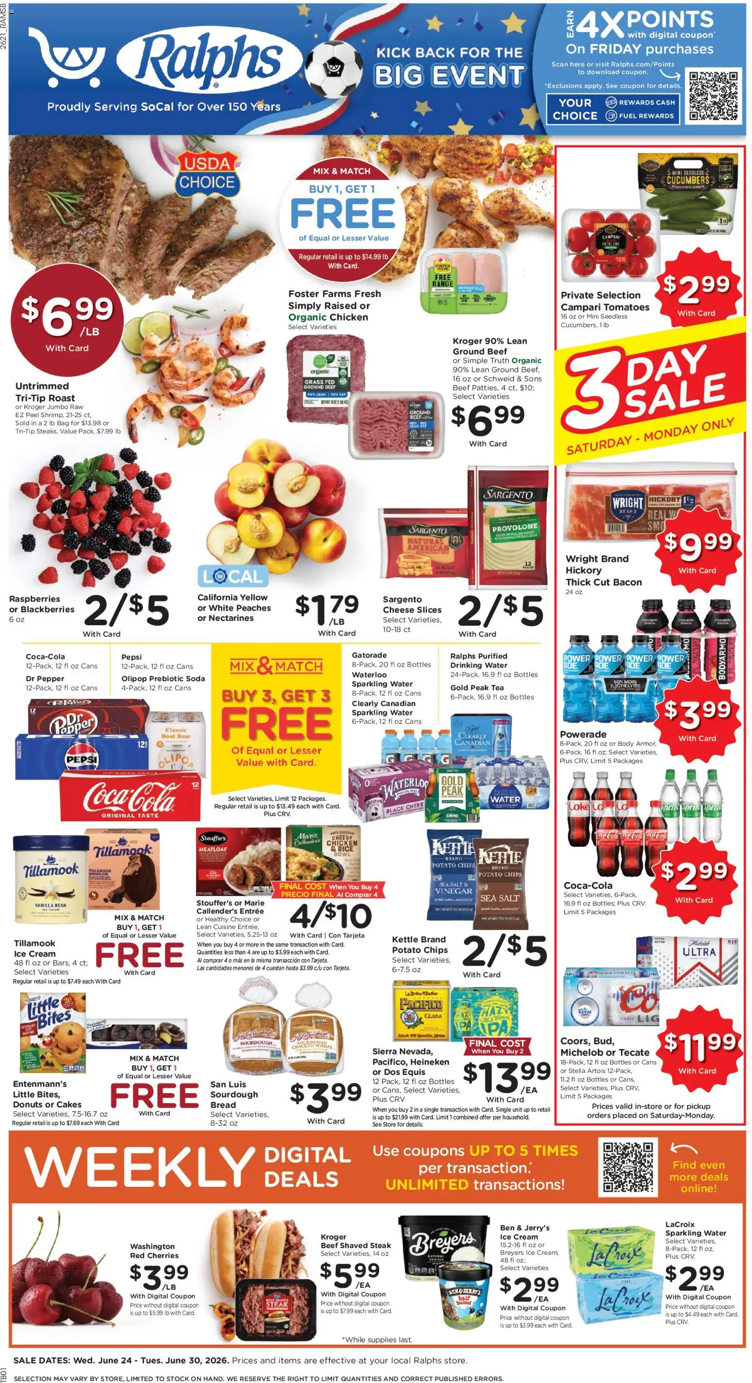 Ralphs Weekly Ad - valid from 06/24/2026 | Page: 1 | Products: Vinegar, Rice, Tea, Salt