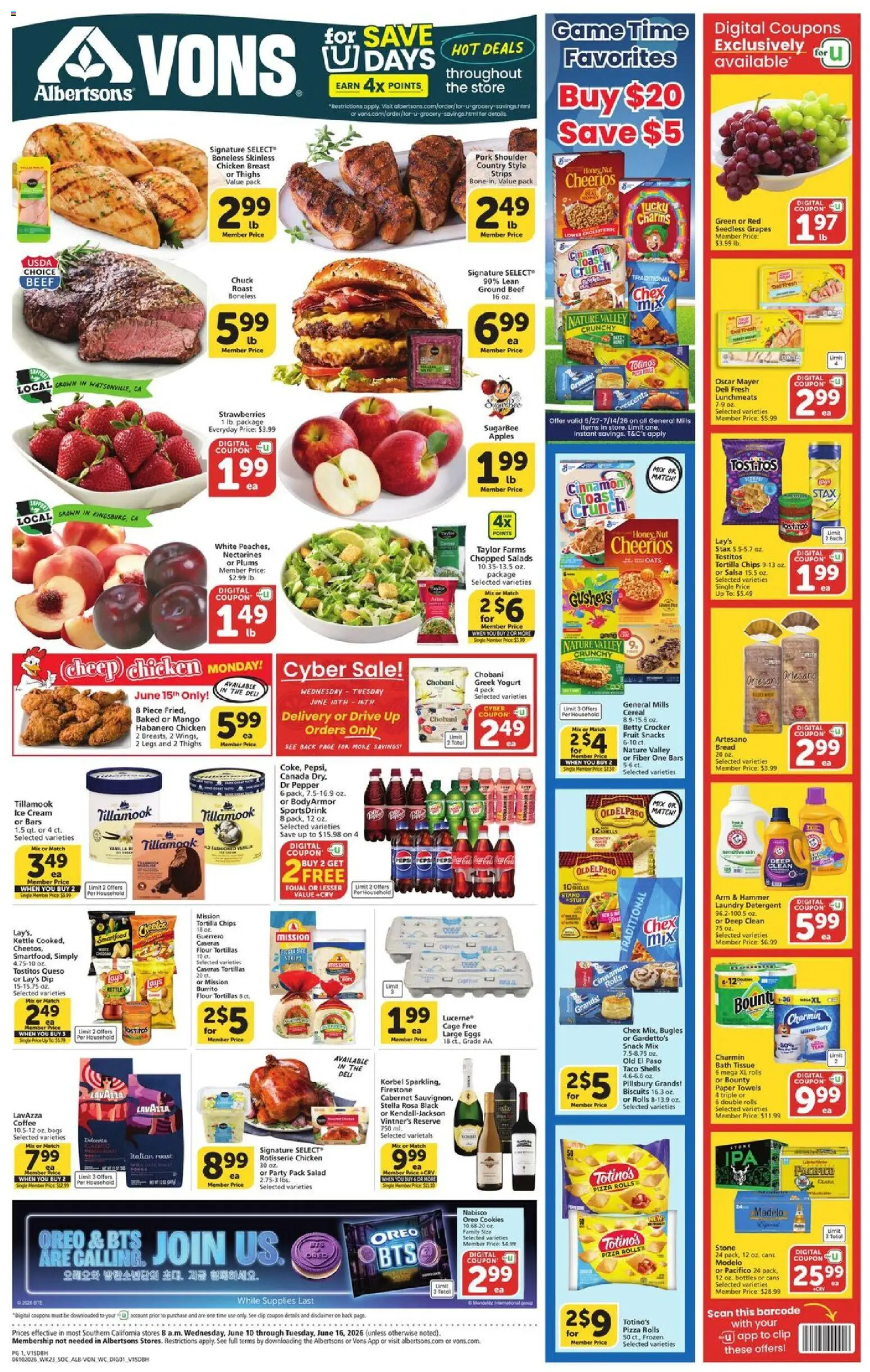 Vons Weekly Ad - valid from 10.06.2026 | Page: 1 | Products: Wc, Yogurt, Mango, Game