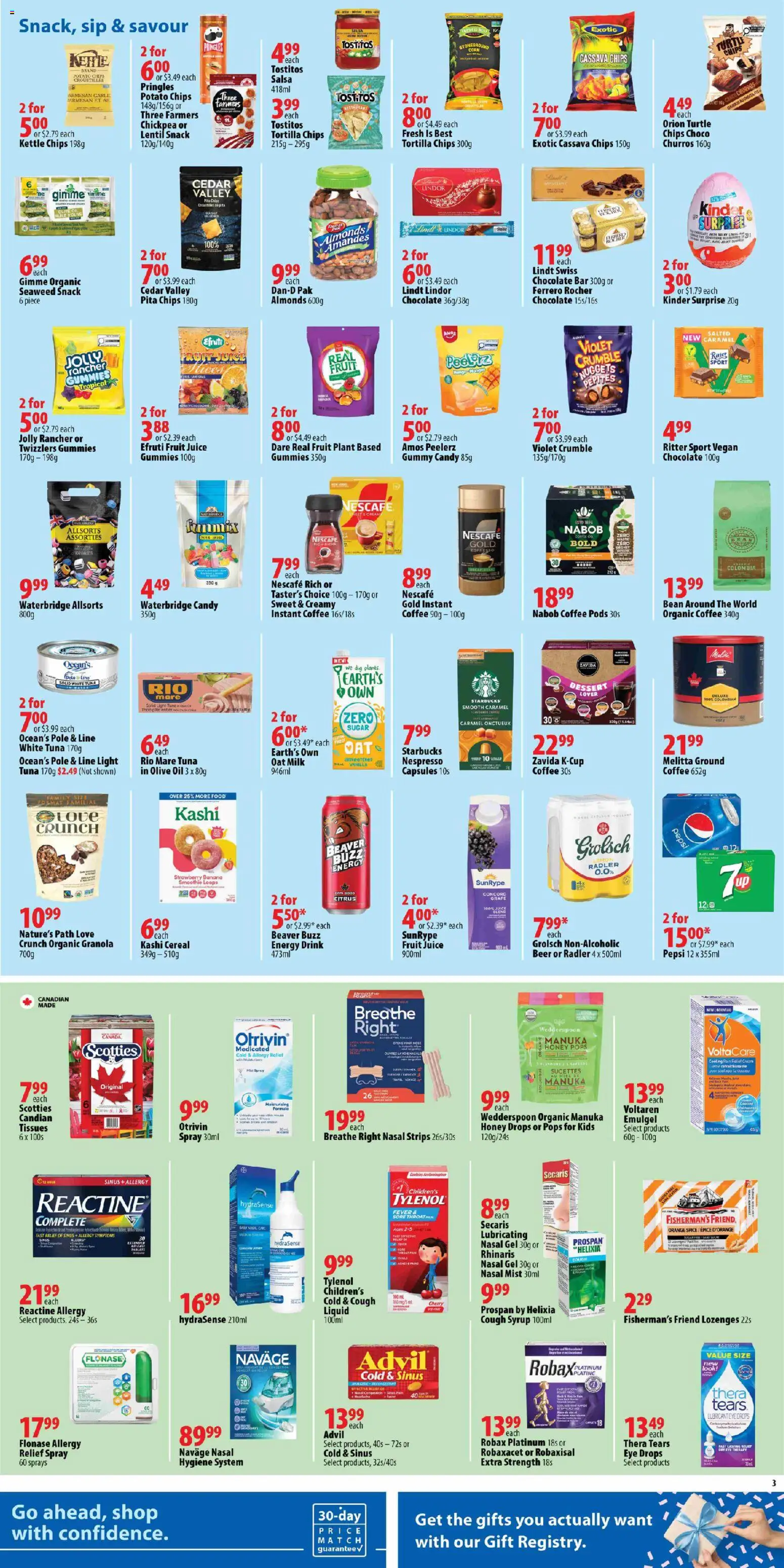London Drugs flyer valid from 17.04.2026 | Page: 3 | Products: Cream, Couch, Milk, Chocolate