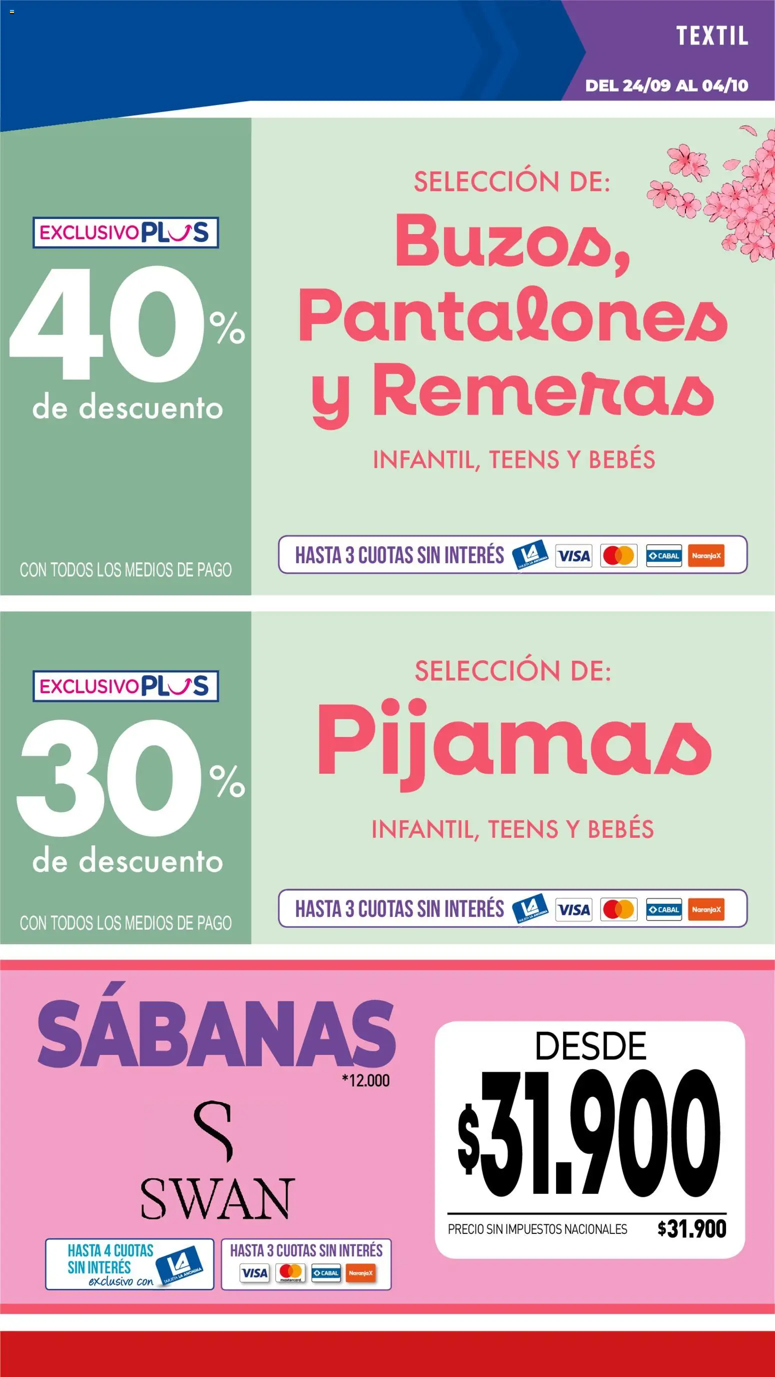 La Anonima catálogo │ válido desde el 24/09/2026 | Página: 36 | Productos: Sabanas, Pantalones