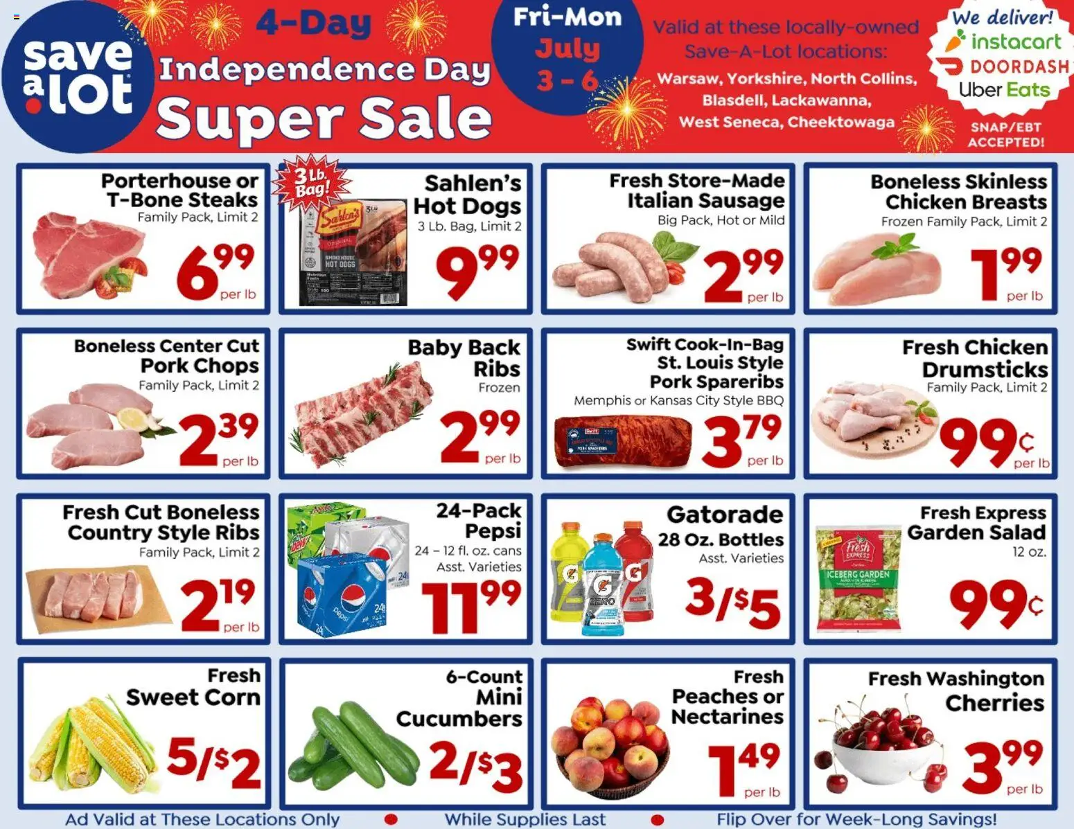 Save a Lot Special Promotion - valid from 07/03/2026 | Page: 1 | Products: Corn, Pork, Hot Dogs, Bag
