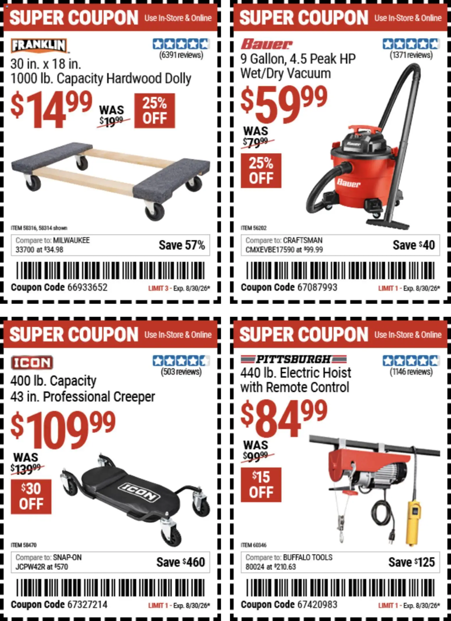 Harbor Freight Weekly Ad - valid from 08/17/2026 | Page: 9 | Products: Vacuum, Tools