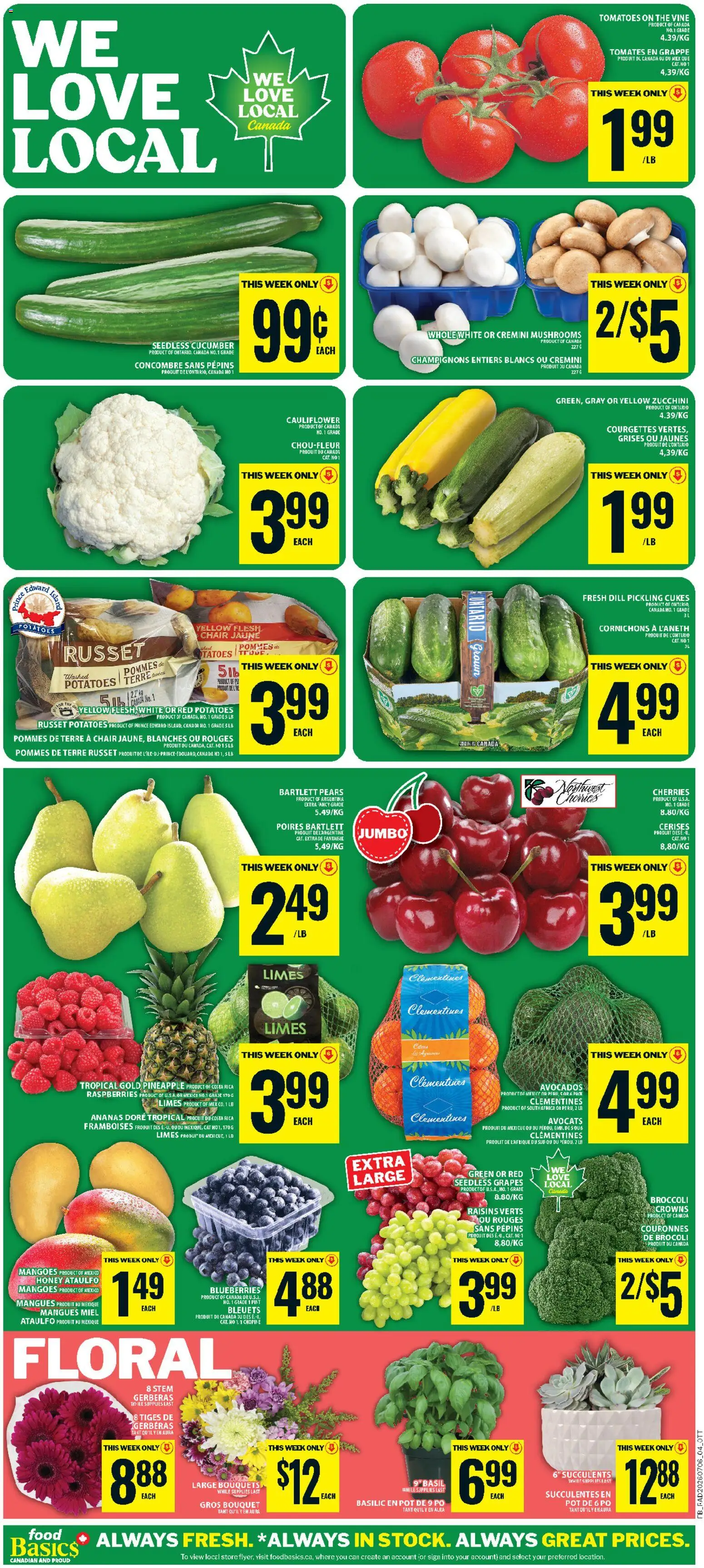 Food Basics flyer valid from Jul 9, 2026 | Page: 8 | Products: Pineapple, Potatoes, Chair, Tomatoes
