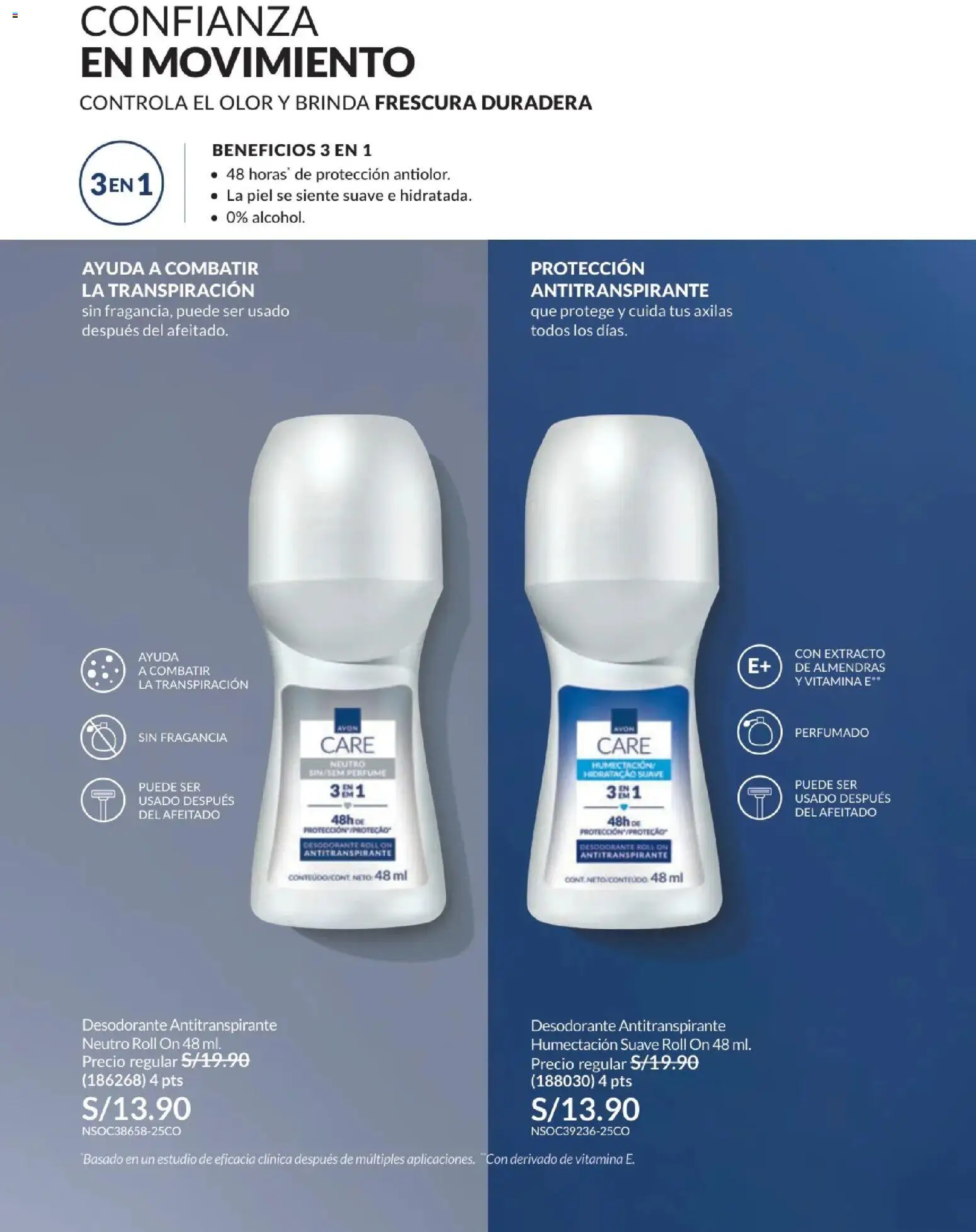 Catálogo Avon válido desde 01/07/2026 | Página: 160 | Productos: Desodorante, Antitranspirante, Almendras, Perfume