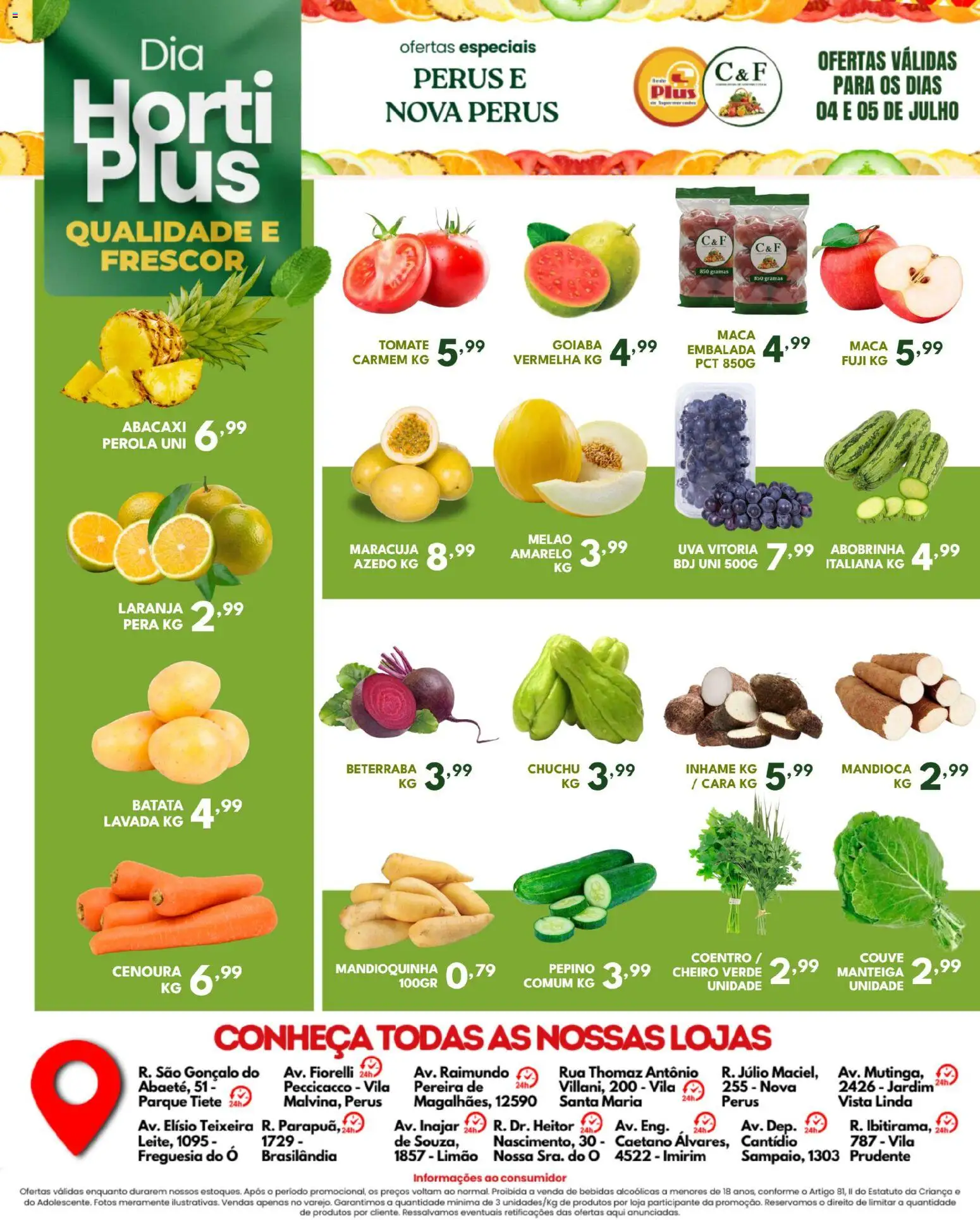 Rede Plus Supermercados Folheto - válido de 03/07/2026 | Página: 4 | Produtos: Maracujá, Melão, Inhame, Cenoura