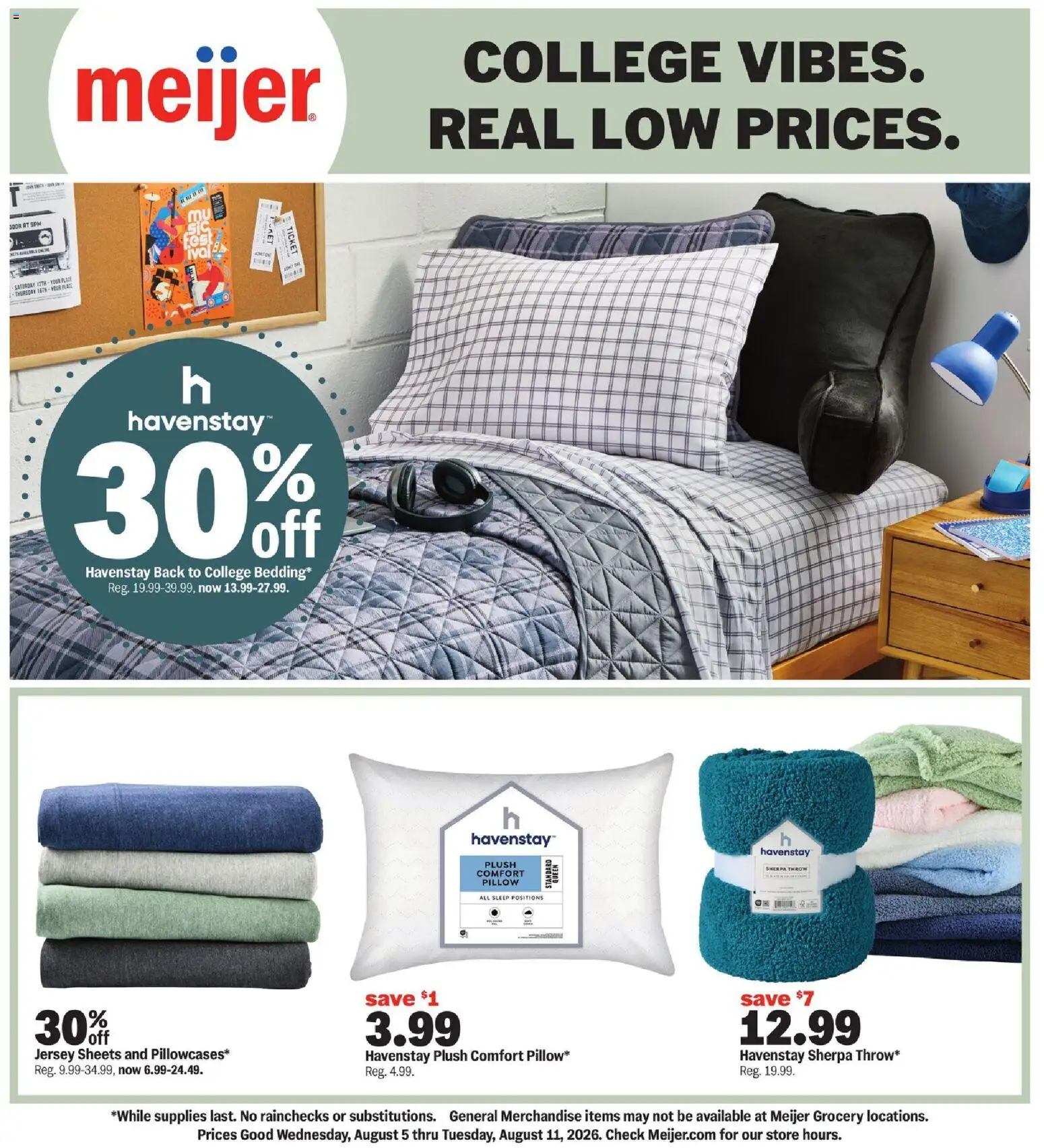 Meijer College Vibes Real Low Prices - valid from 08/05/2026 | Page: 1 | Products: Pillow
