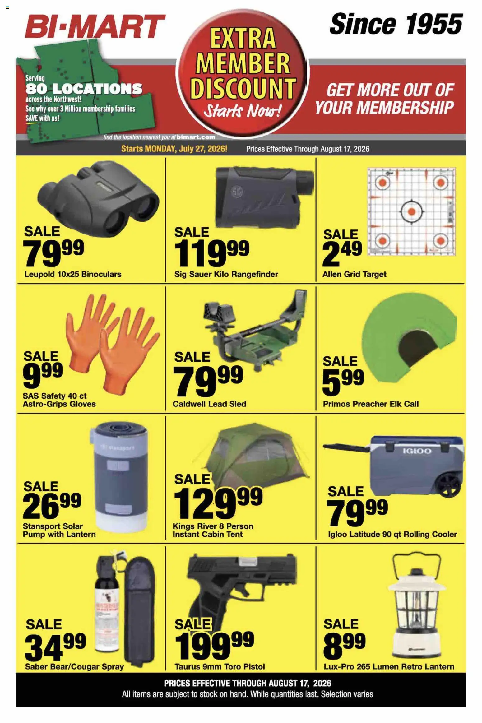 Bi-Mart Extra Member Discount - valid from 07/27/2026 | Page: 10 | Products: Pump, Rangefinder, Tent, Gloves