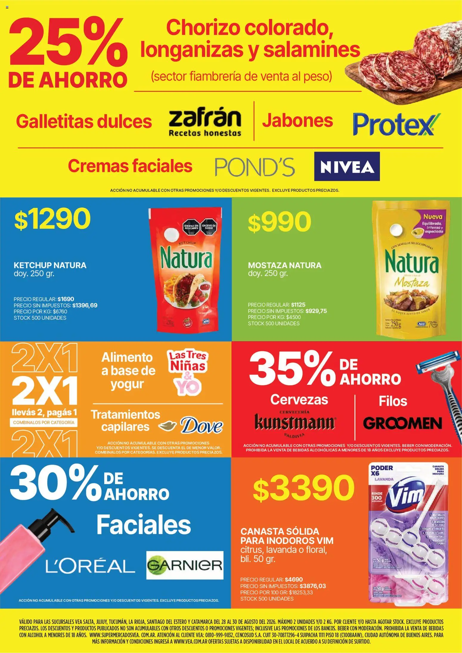 Vea - Fin de semana de ahorro | NOA │ válido desde el 28/08/2026 | Página: 10 | Productos: Galletitas, Ketchup, Dulces, Yogur