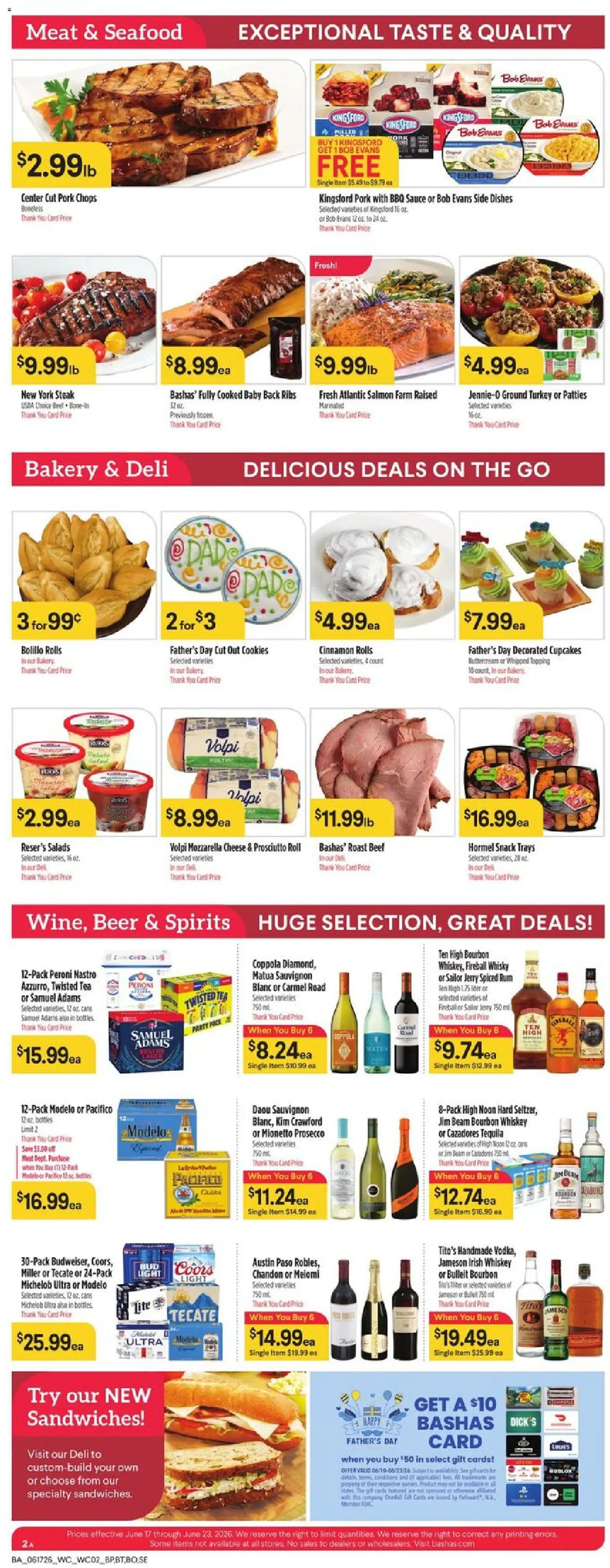 Basha's Weekly Ad - valid from 17.06.2026 | Page: 2 | Products: Cheese, Beef, Cookies, Vodka