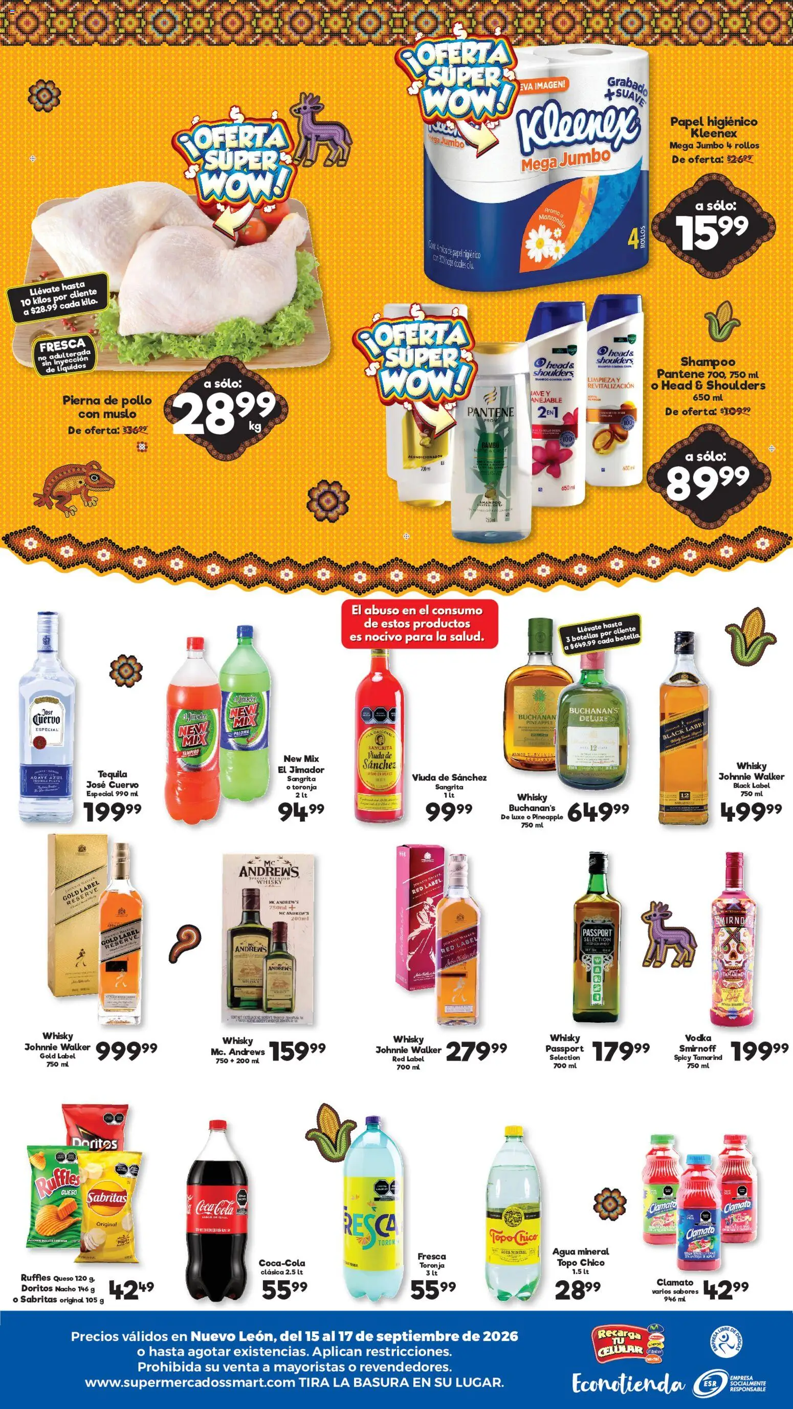 Nuevas ofertas de S-Mart válidas en toda la República Mexicana desde el 15/09/2026. ¡Encuentra las mejores ofertas en S-Mart folleto Ofertas de feria Monterrey! | Página: 2 | Productos: Toronja, Tequila, Botella, Agua mineral