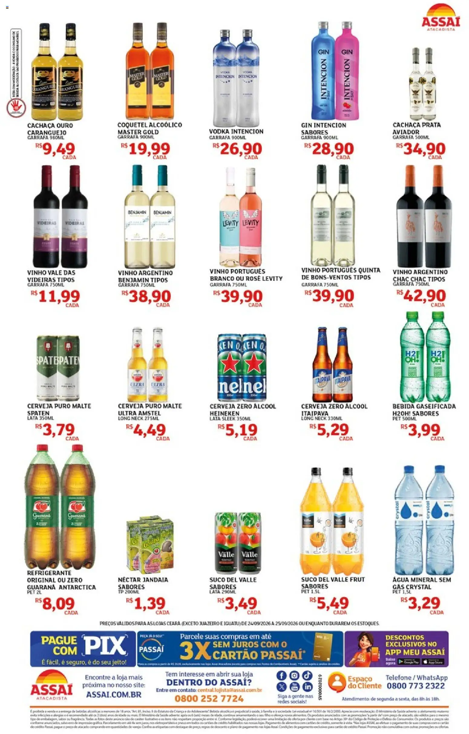 Assaí Atacadista Folheto - válido de 24/09/2026 | Página: 2 | Produtos: Cerveja, Gin, Bebida, Água mineral