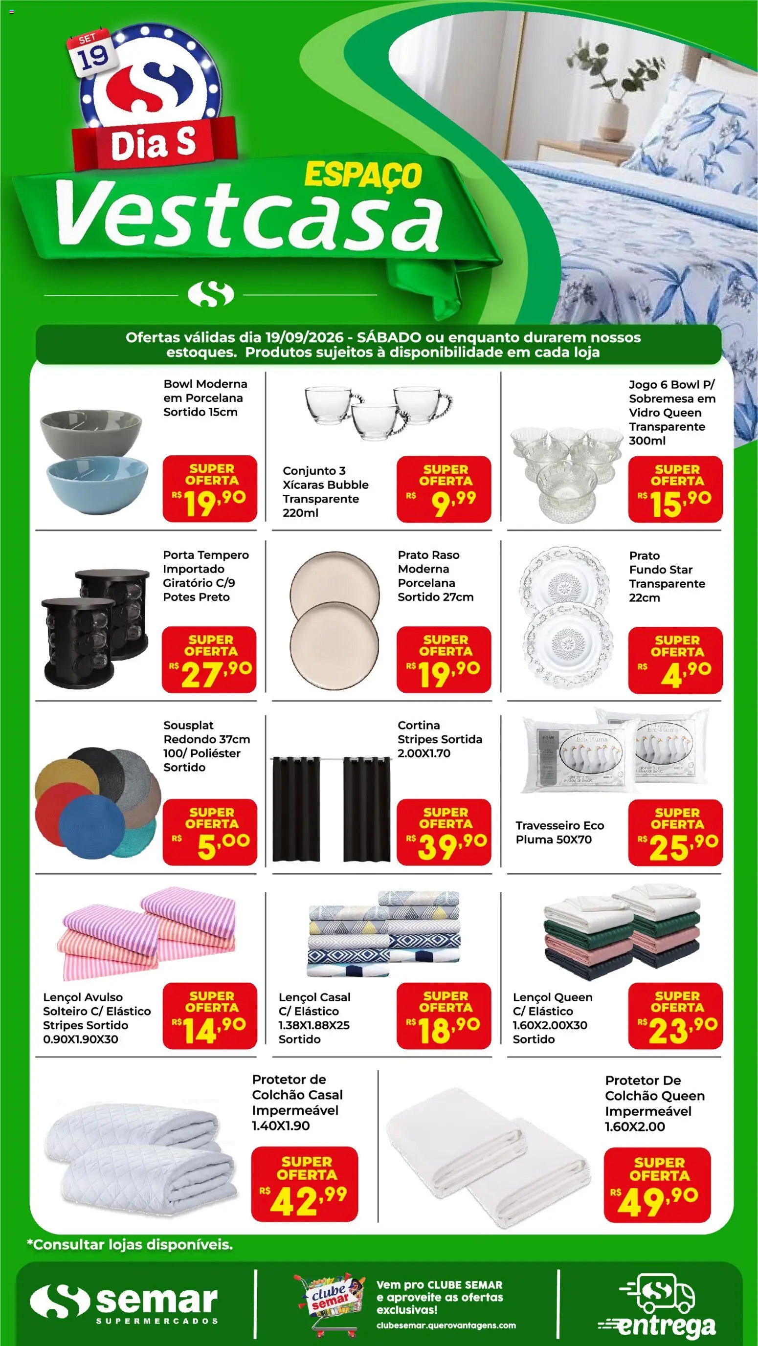 Semar Supermercado Folheto - válido de 19/09/2026 | Página: 1 | Produtos: Porta, Travesseiro, Protetor de colchão, Colchão