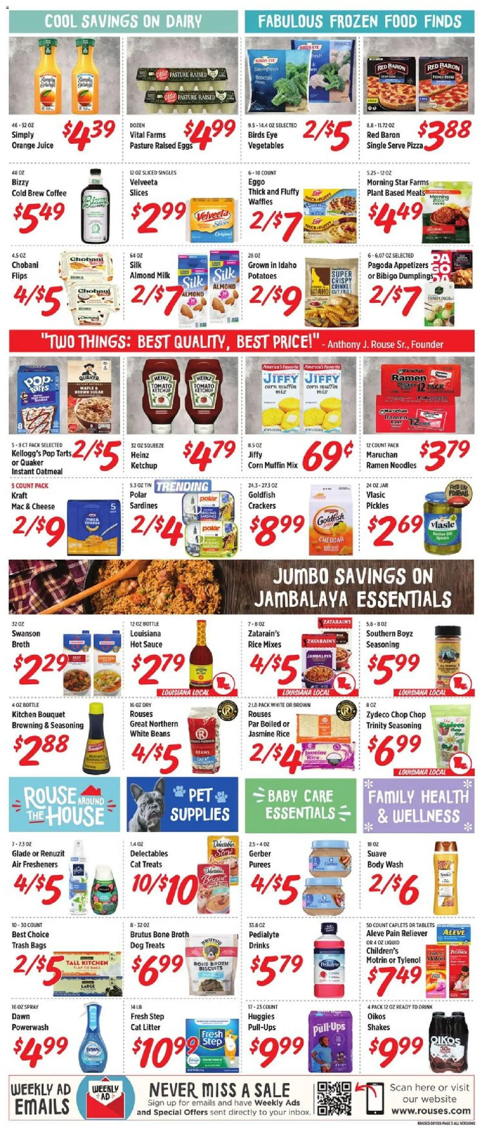 Rouses Weekly Ad - valid from 08/19/2026 | Page: 5 | Products: Dog Treats, Cheese, Oatmeal, Dumplings