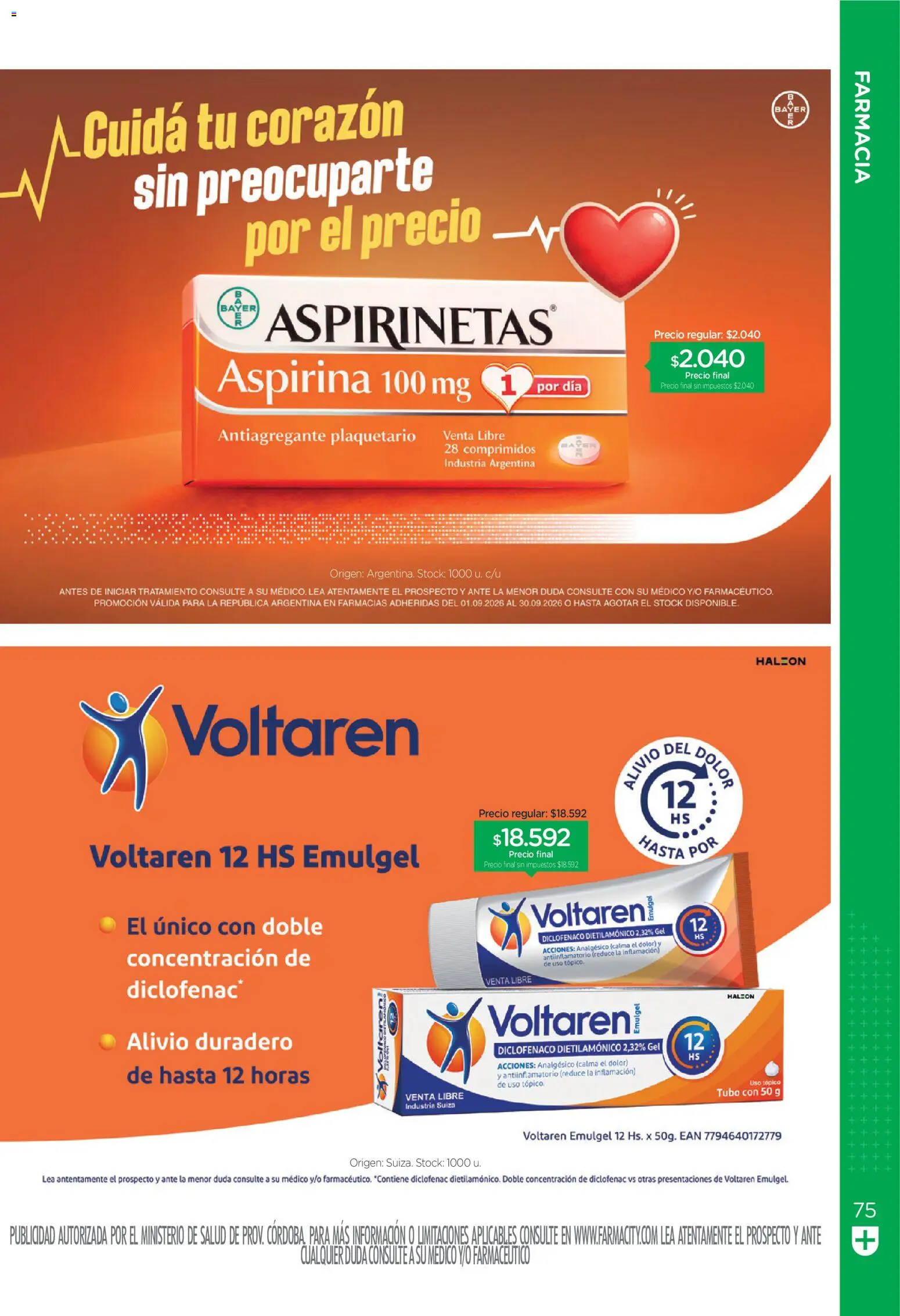 Farmacity catálogo │ válido desde el 01/09/2026 | Página: 75 | Productos: Analgésico, Antiinflamatorio