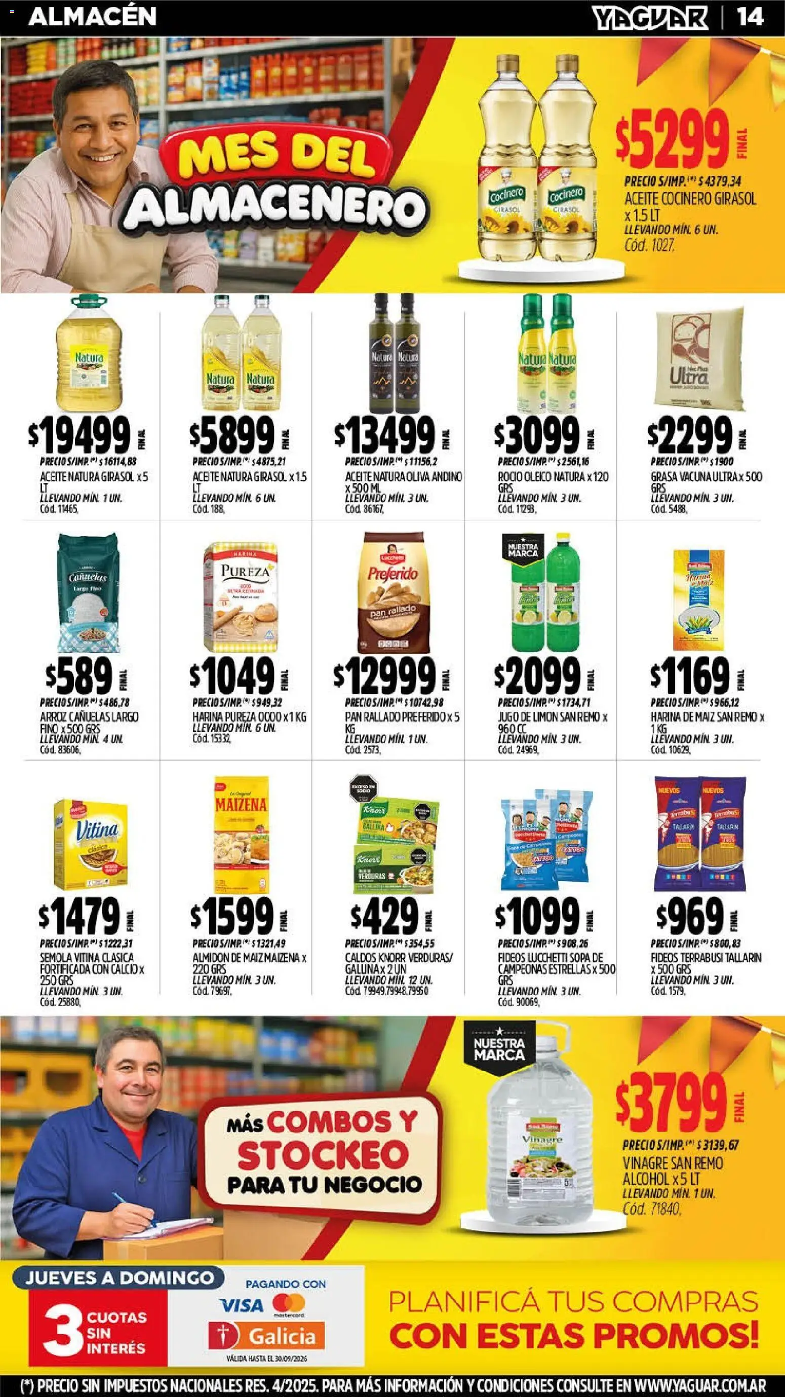 Yaguar - Oferta Semanal Trelew │ válido desde el 07/09/2026 | Página: 14 | Productos: Sémola, Sopa, Pan, Arroz