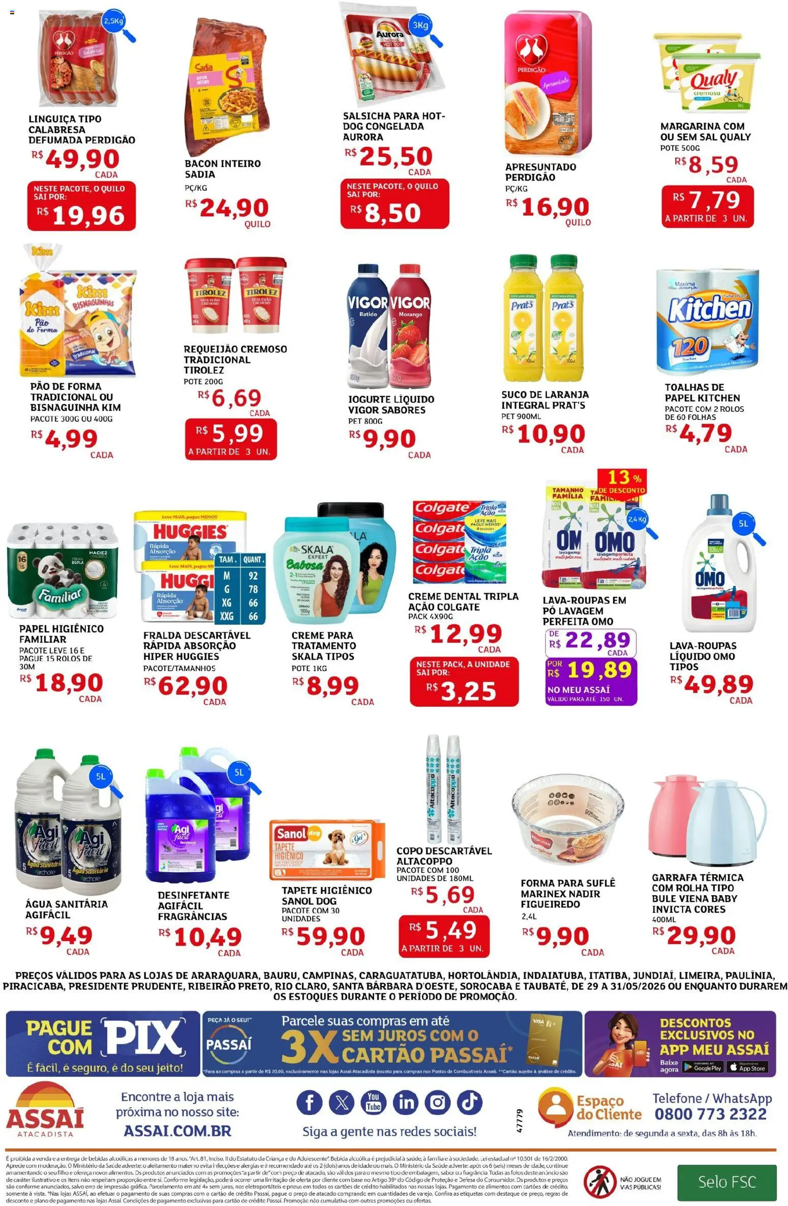 Assaí Atacadista Folheto - válido de 29.05.2026 | Página: 2 | Produtos: Telefone, Sal, Papel higiênico, Água sanitária
