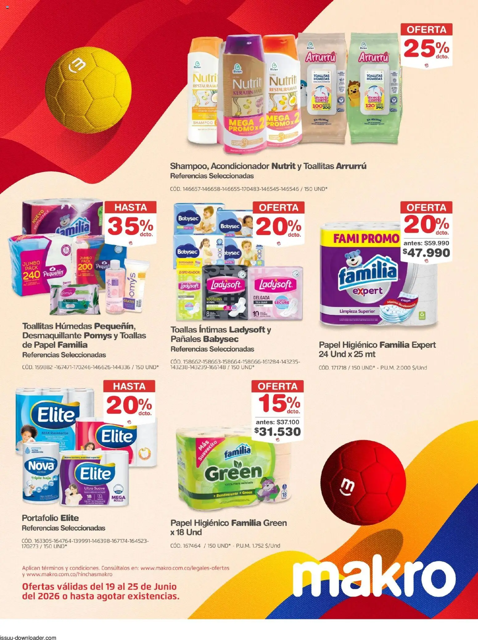 Makro revista - valida desde el 19/06/2026 | Página: 28 | Productos: Acondicionador, Papel higiénico, Dispensador, Tintura