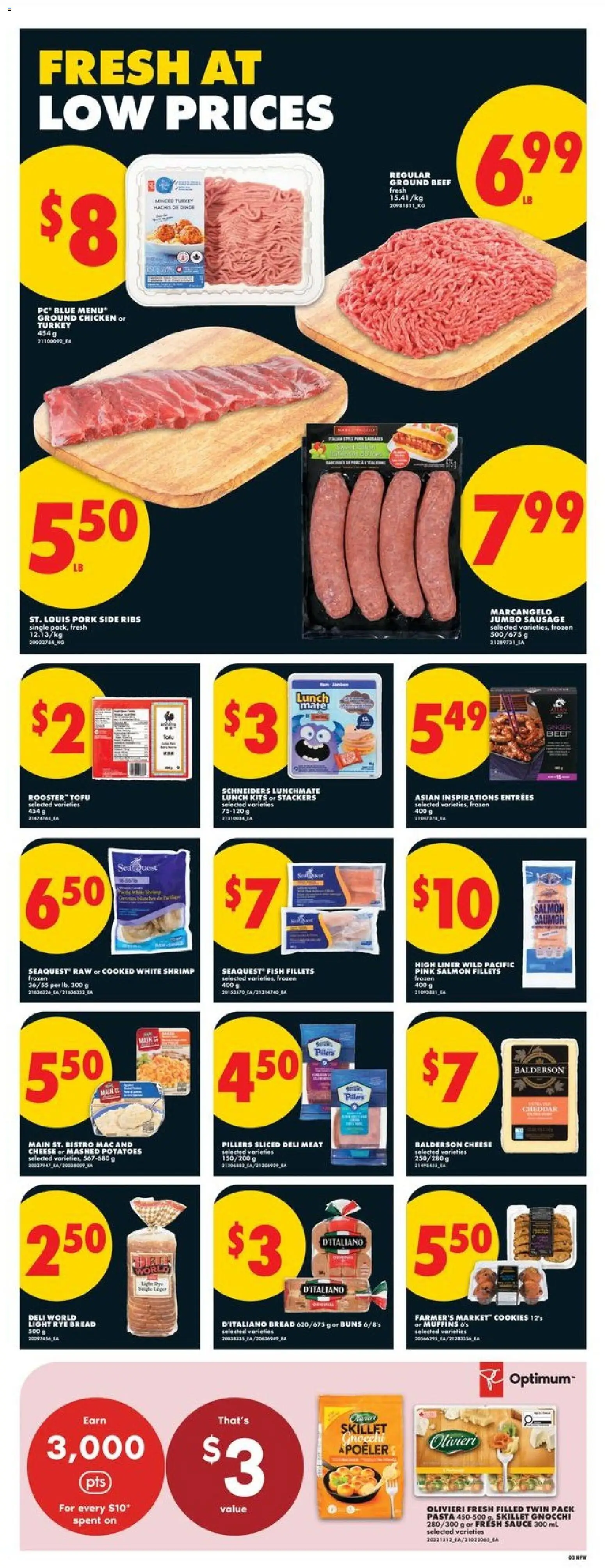 No Frills flyer valid from 16.04.2026 | Page: 3 | Products: Fish, Pasta, Potatoes, Bread